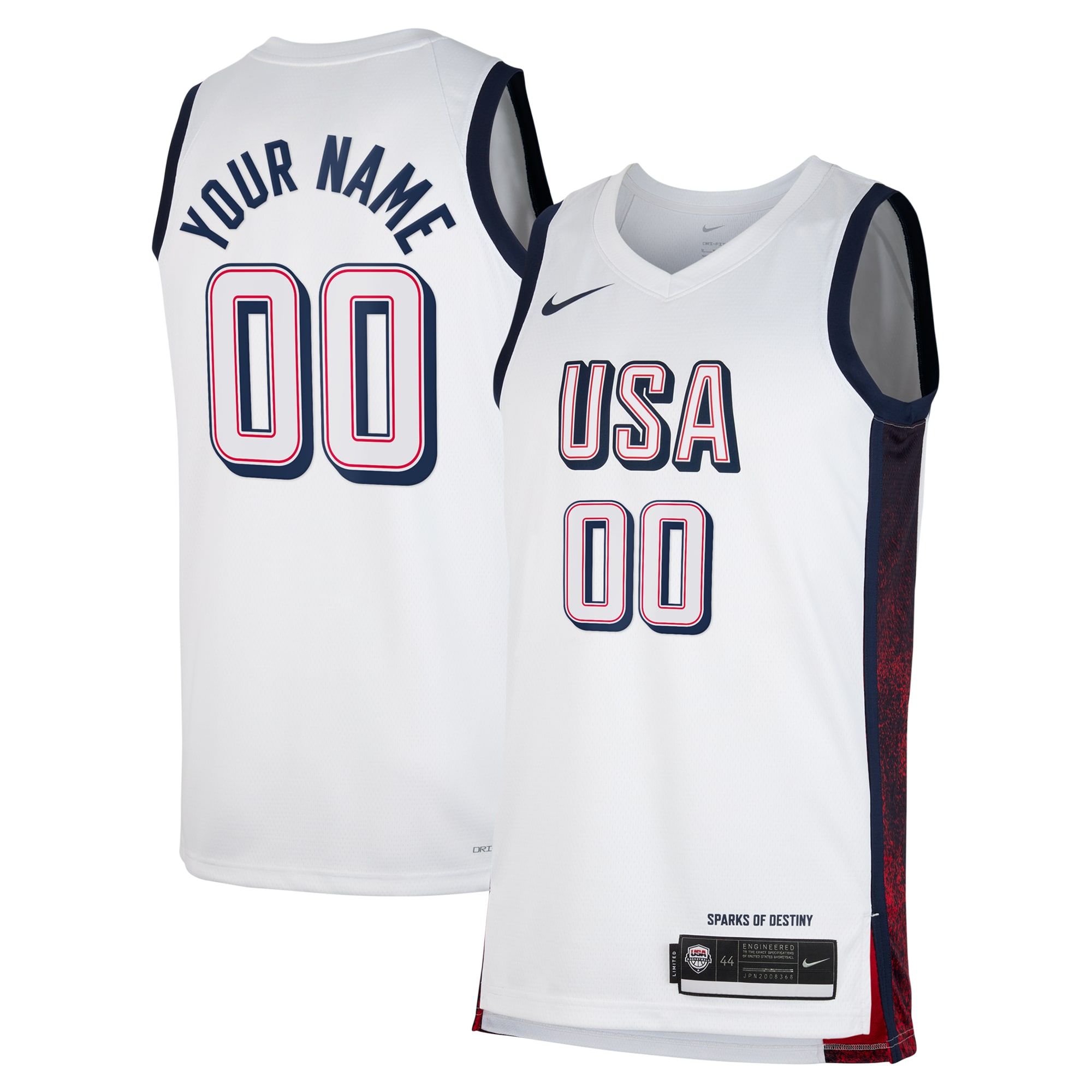 #0 Custom White Men's USA Basketball National Team 2024 Jersey
