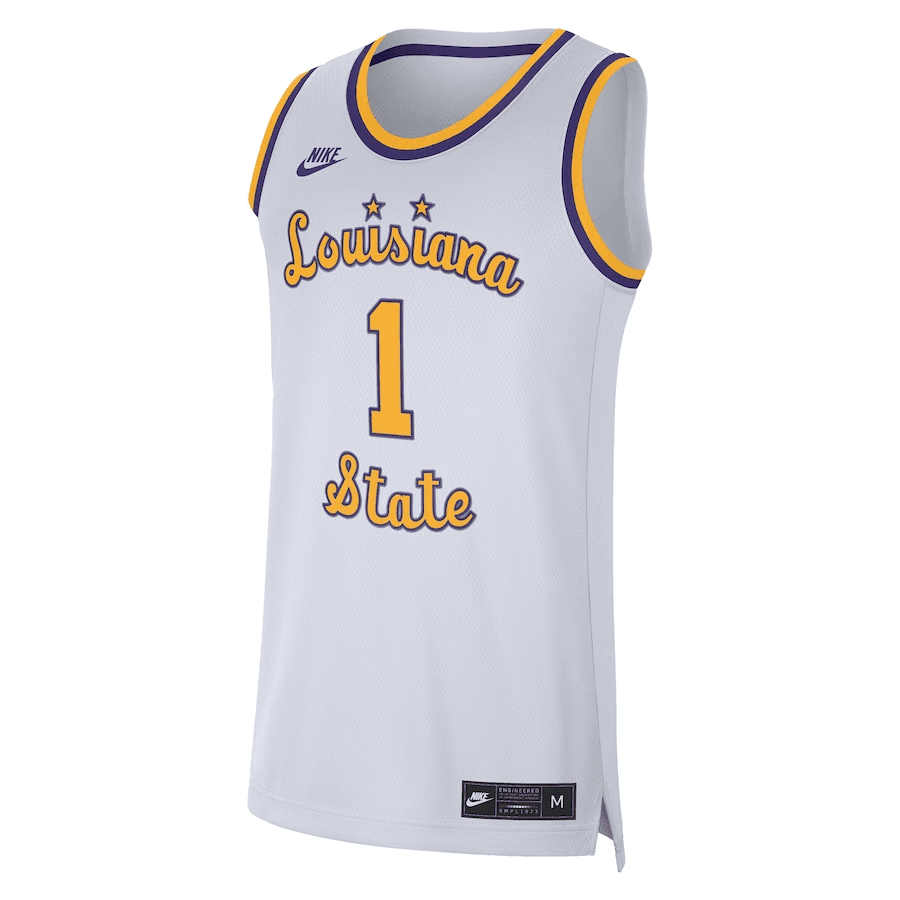 #1 LSU Tigers  Stitched Jersey – White