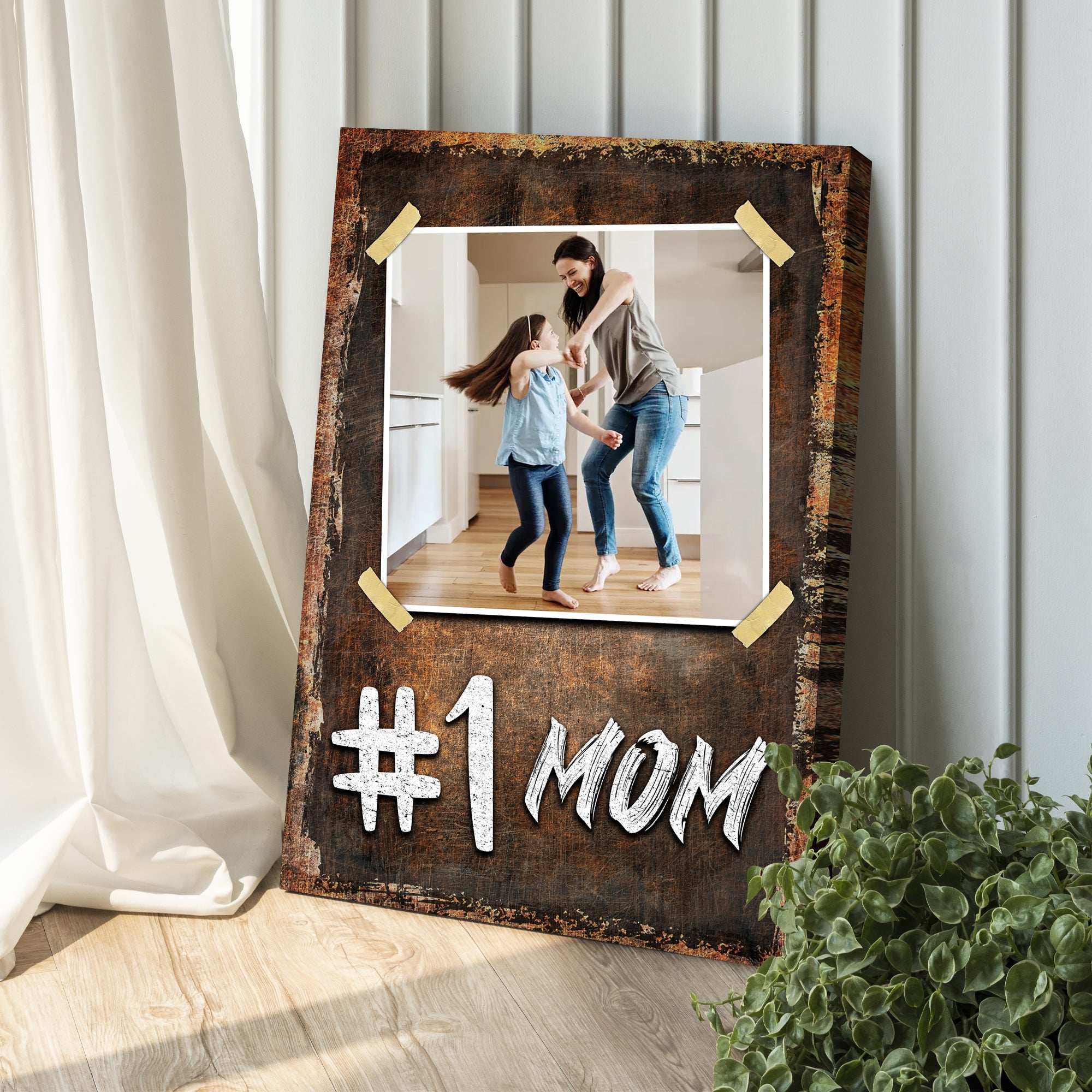 #1 Mom Happy Mother’s Day Personalized Canvas, Gift For Mother’s Day From Daughter Son