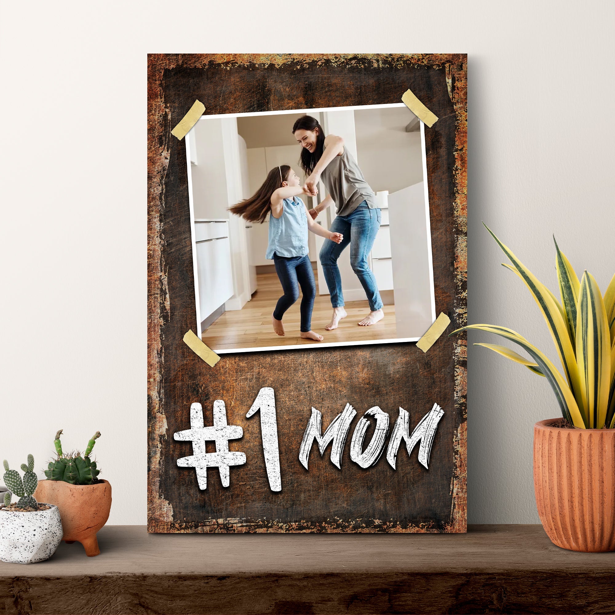 #1 Mom Happy Mother’s Day Personalized Canvas, Gift For Mother’s Day From Daughter Son