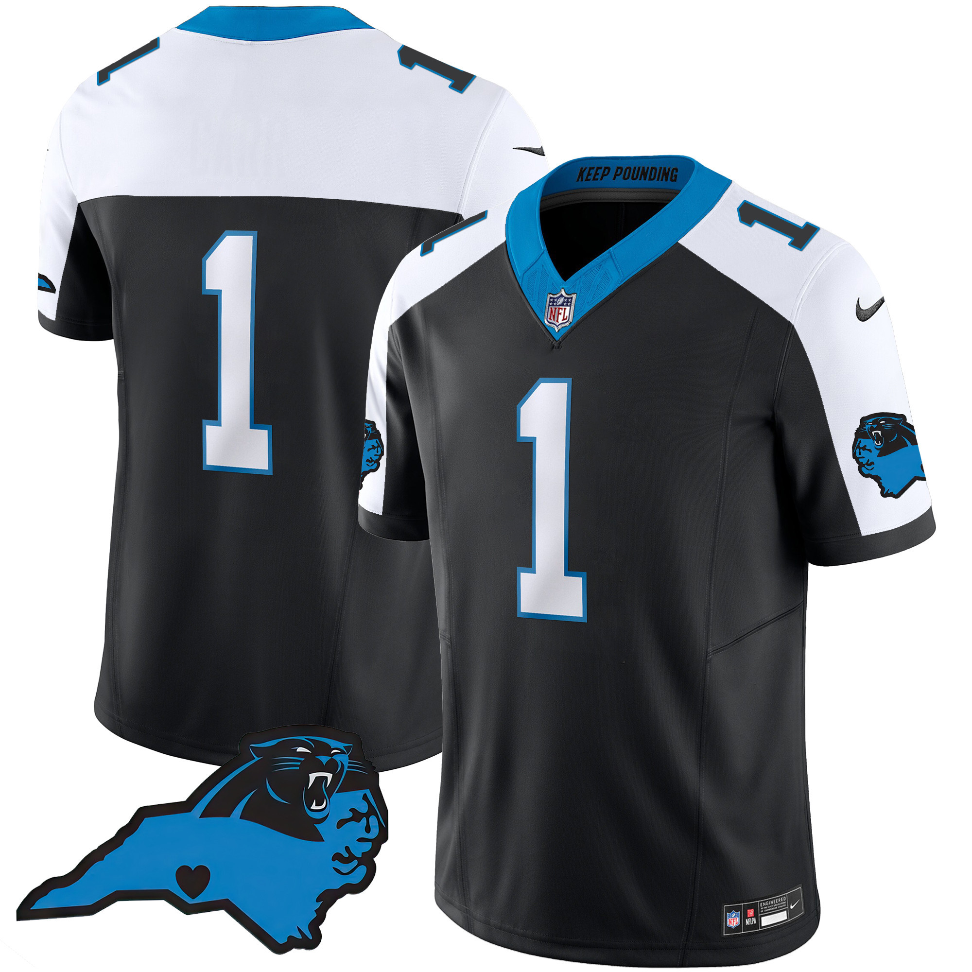 #1 Team Men's Carolina Panthers Vapor Limited Black Alternate Jersey - All Stitched 