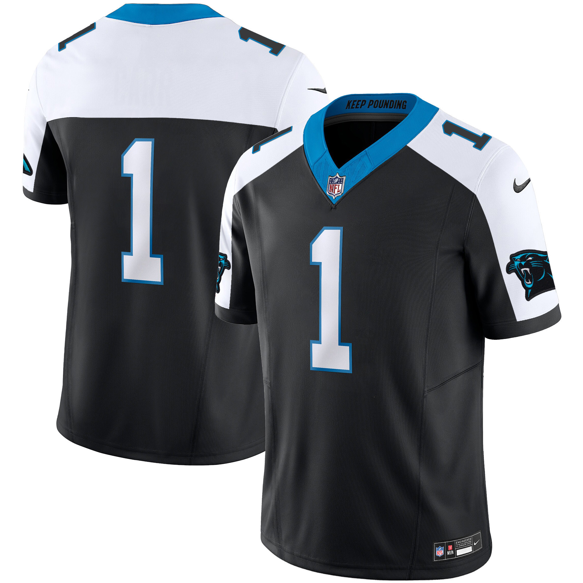 #1 Team Men's Carolina Panthers Vapor Limited Black Alternate Jersey - All Stitched 