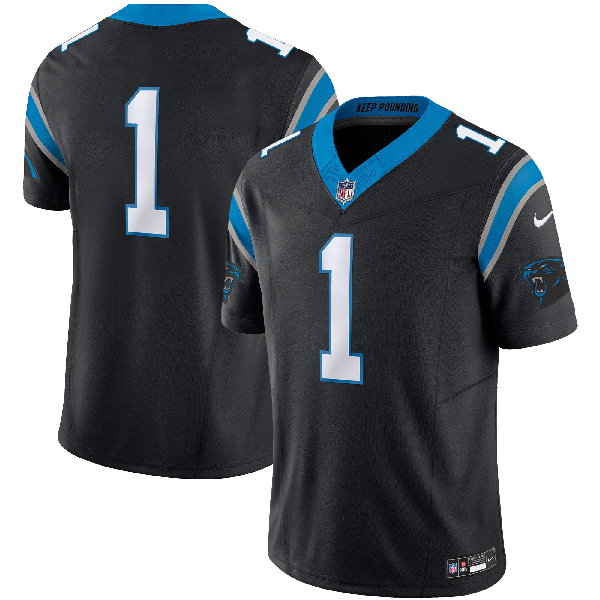 #1 Team Men's Carolina Panthers Vapor Limited Black Jersey - All Stitched 