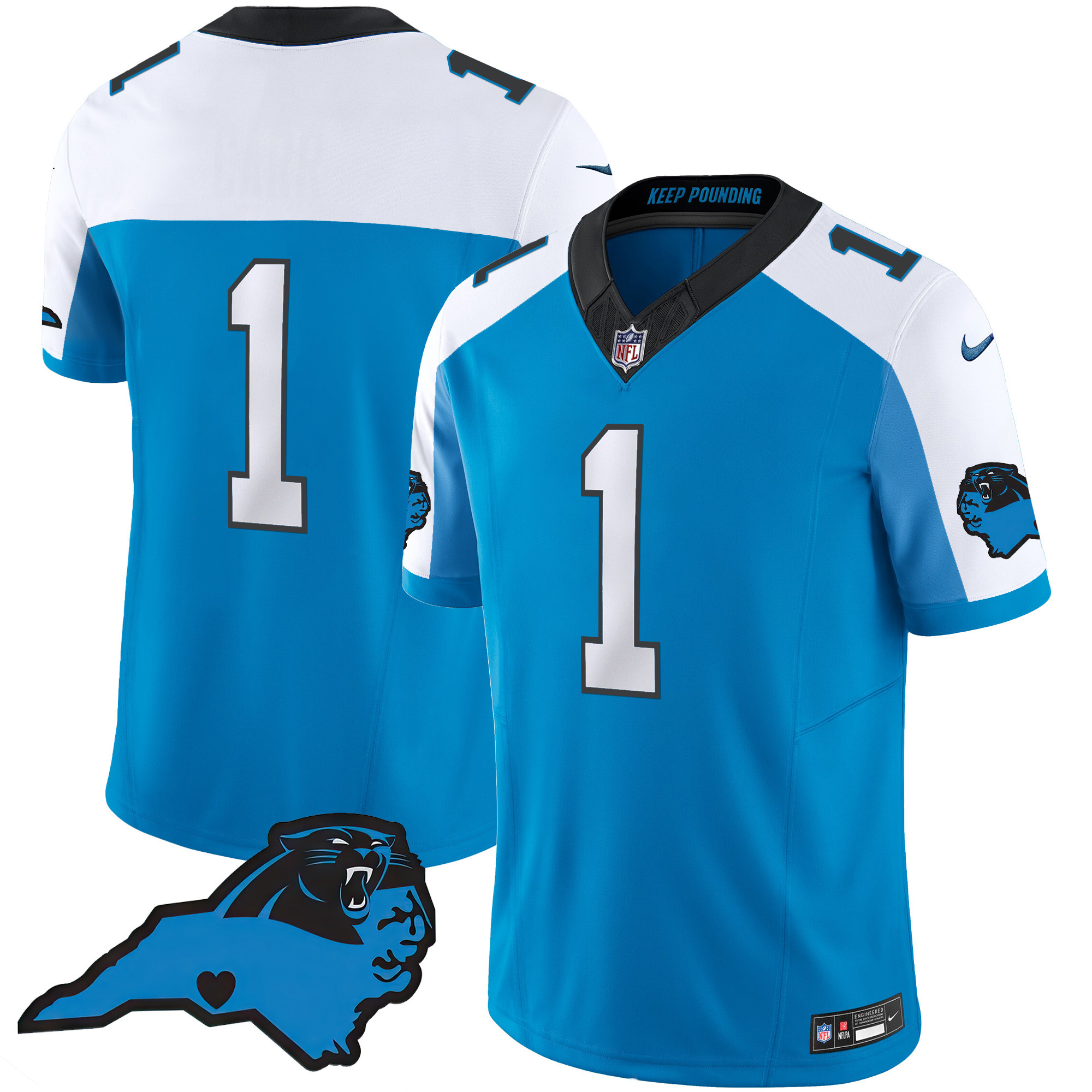#1 Team Men's Carolina Panthers Vapor Limited Blue Alternate Jersey - All Stitched 