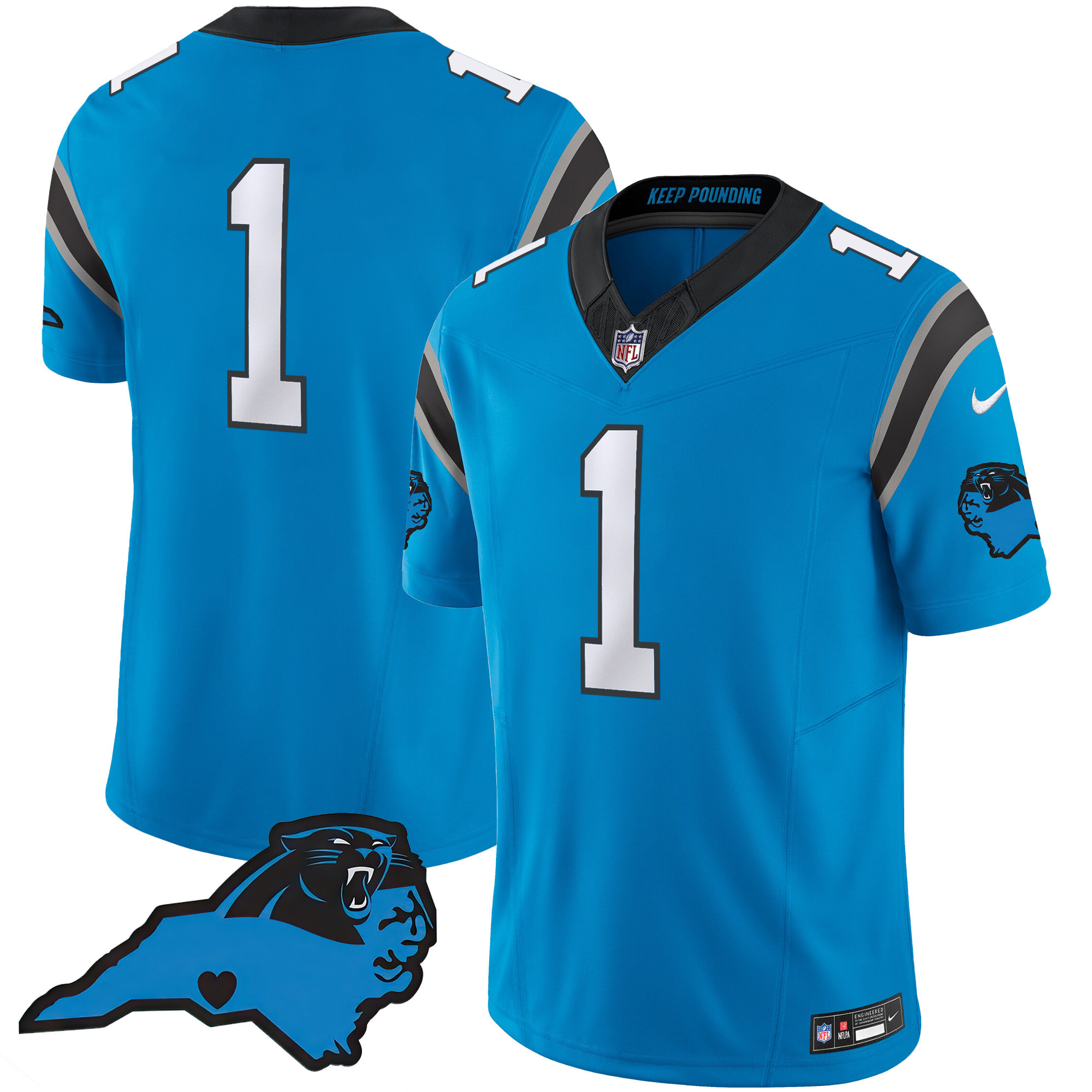 #1 Team Men's Carolina Panthers Vapor Limited Blue Jersey - All Stitched 