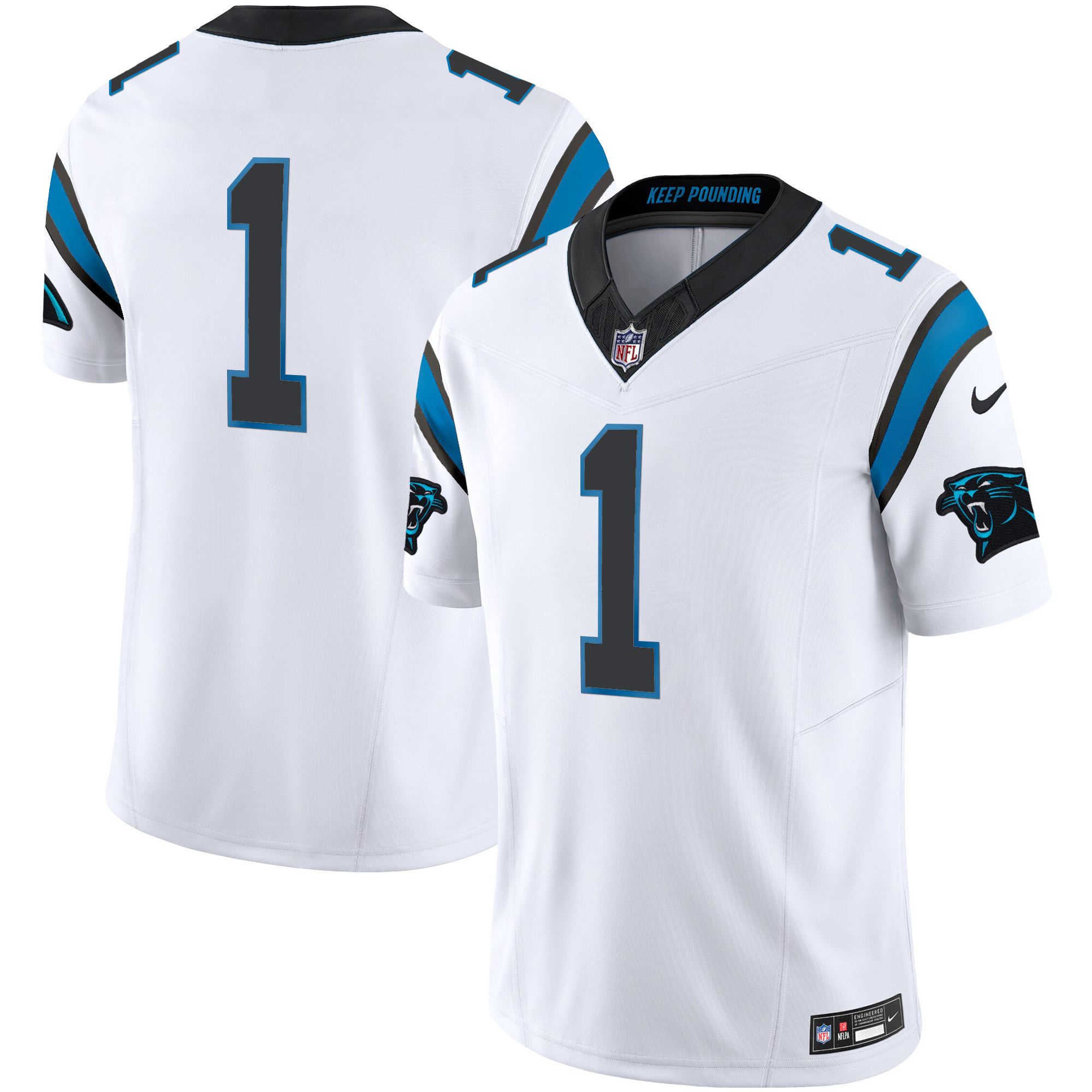 #1 Team Men's Carolina Panthers Vapor Limited White Jersey - All Stitched 