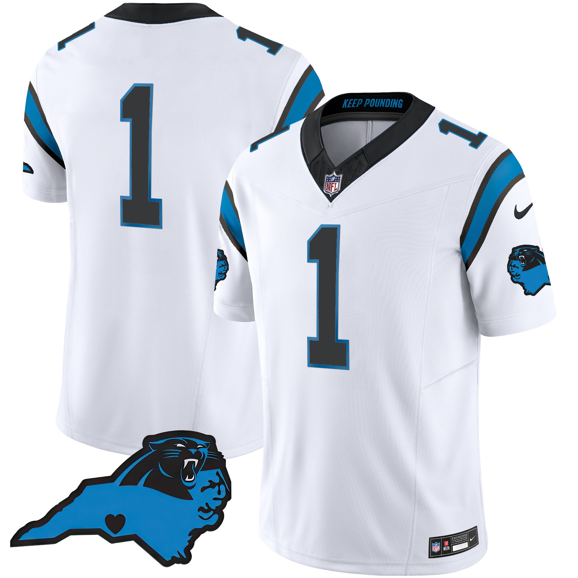 #1 Team Men's Carolina Panthers Vapor Limited White Jersey - All Stitched 