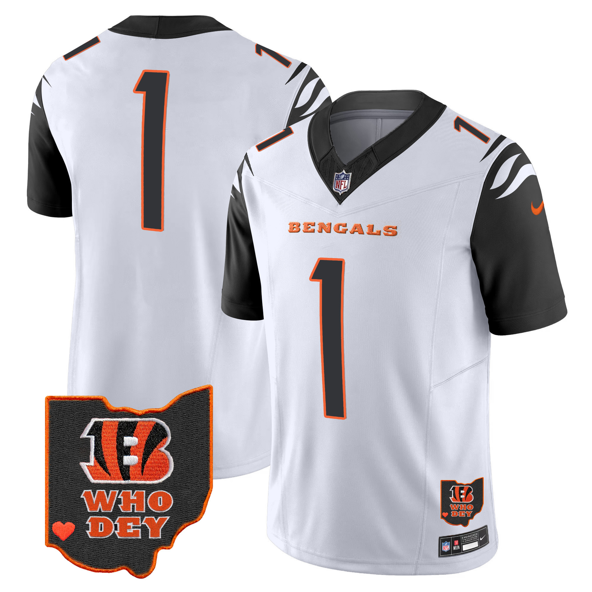 #1 Team Men's Cincinnati Bengals Ohio Patch Vapor Limited Color Rush Jersey - All Stitched 