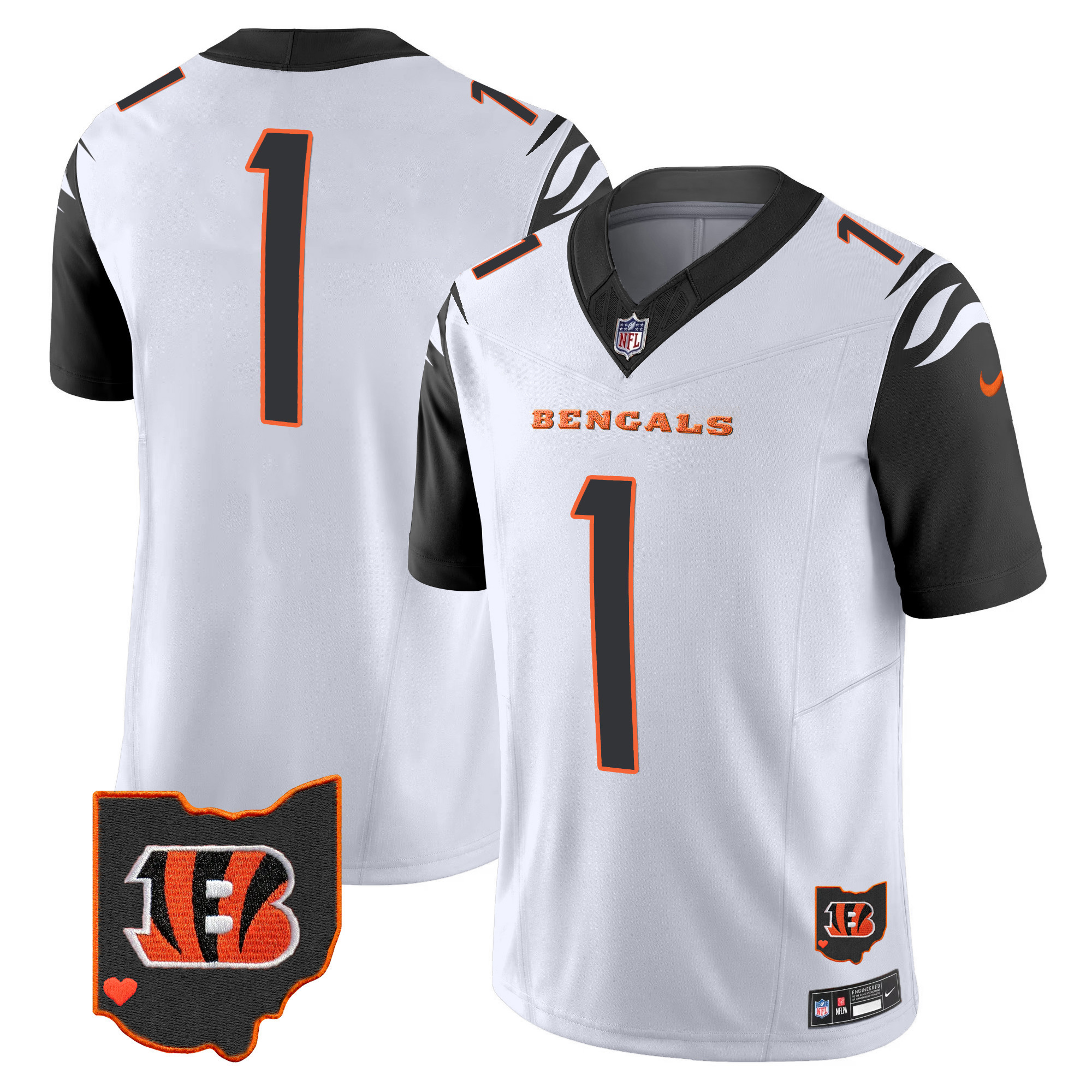 #1 Team Men's Cincinnati Bengals Ohio Patch Vapor Limited Color Rush Jersey - All Stitched 