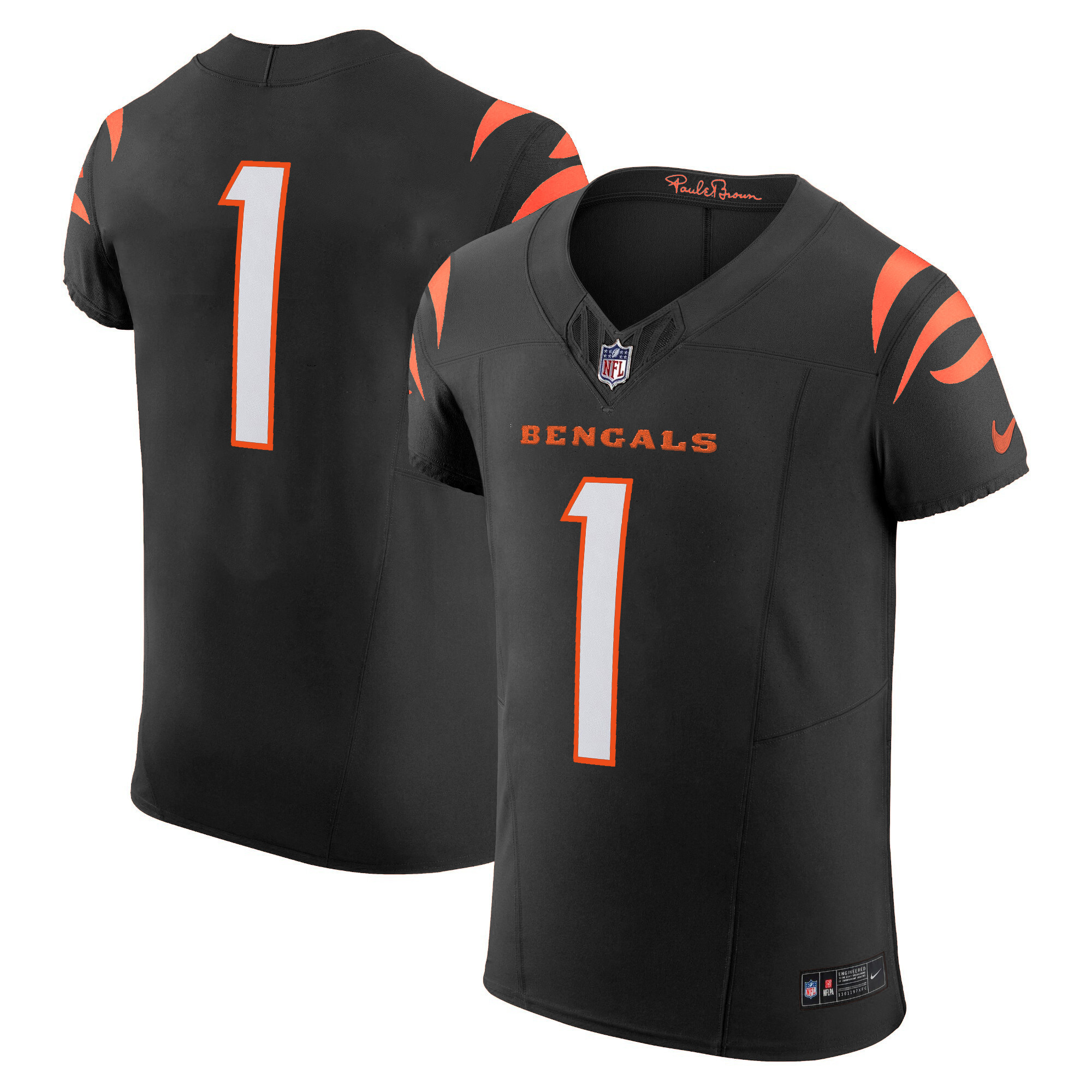 #1 Team Men's Cincinnati Bengals Vapor Elite Black Jersey - All Stitched 