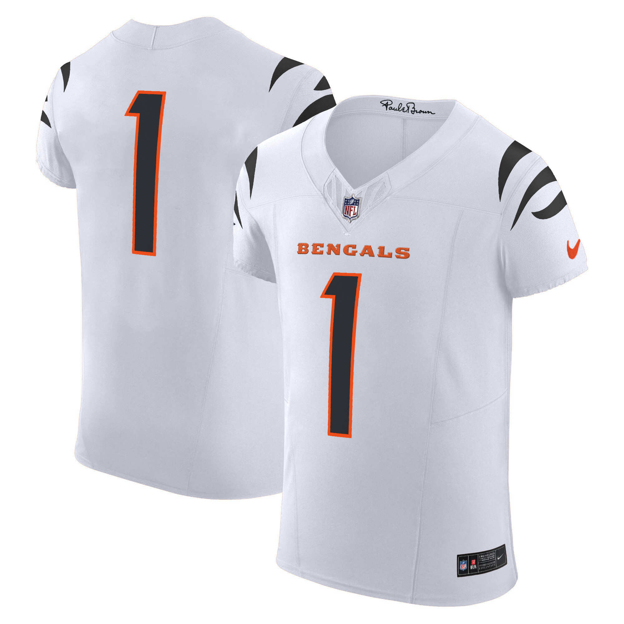 #1 Team Men's Cincinnati Bengals Vapor Elite White Jersey - All Stitched 