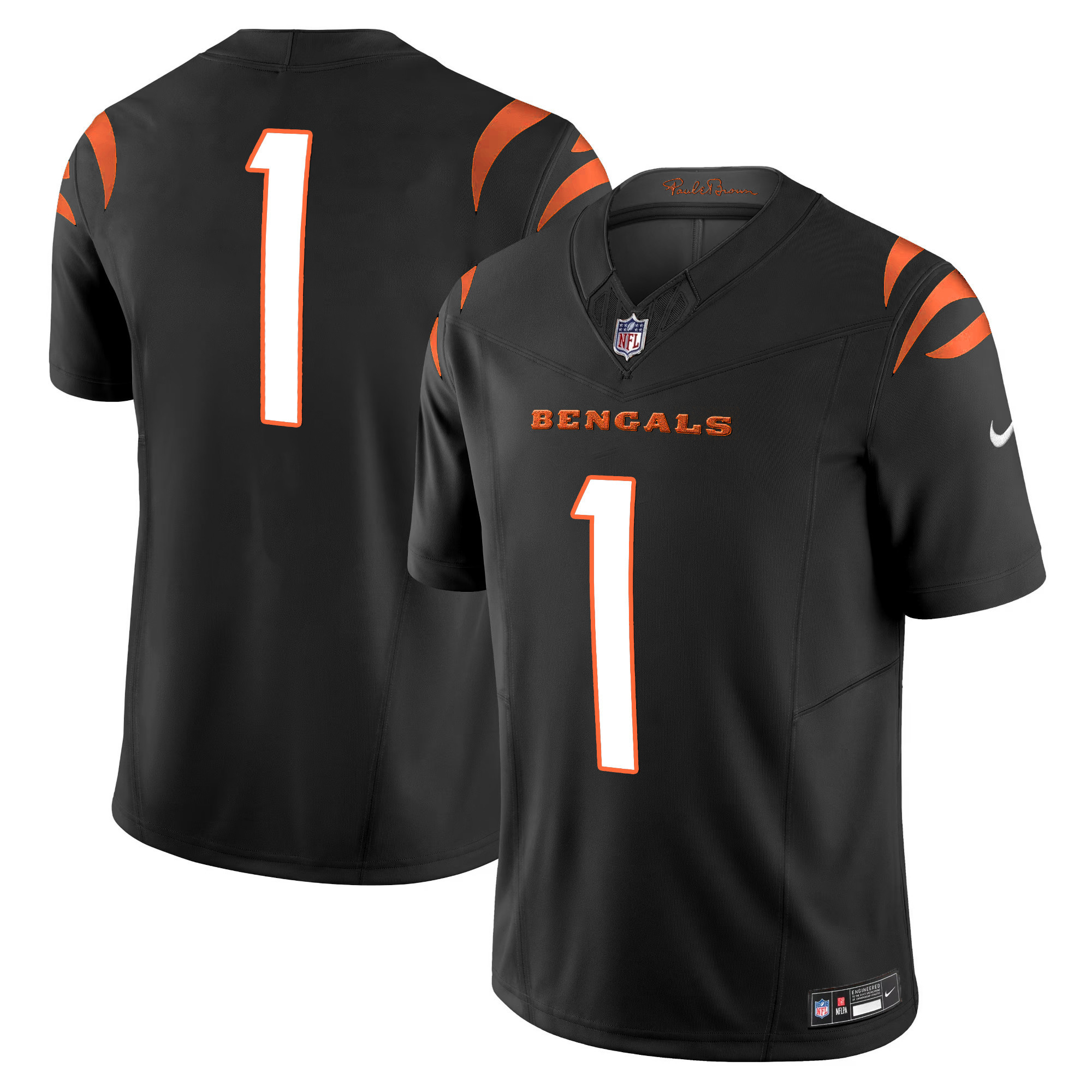 #1 Team Men's Cincinnati Bengals Vapor Limited Black Jersey - All Stitched 