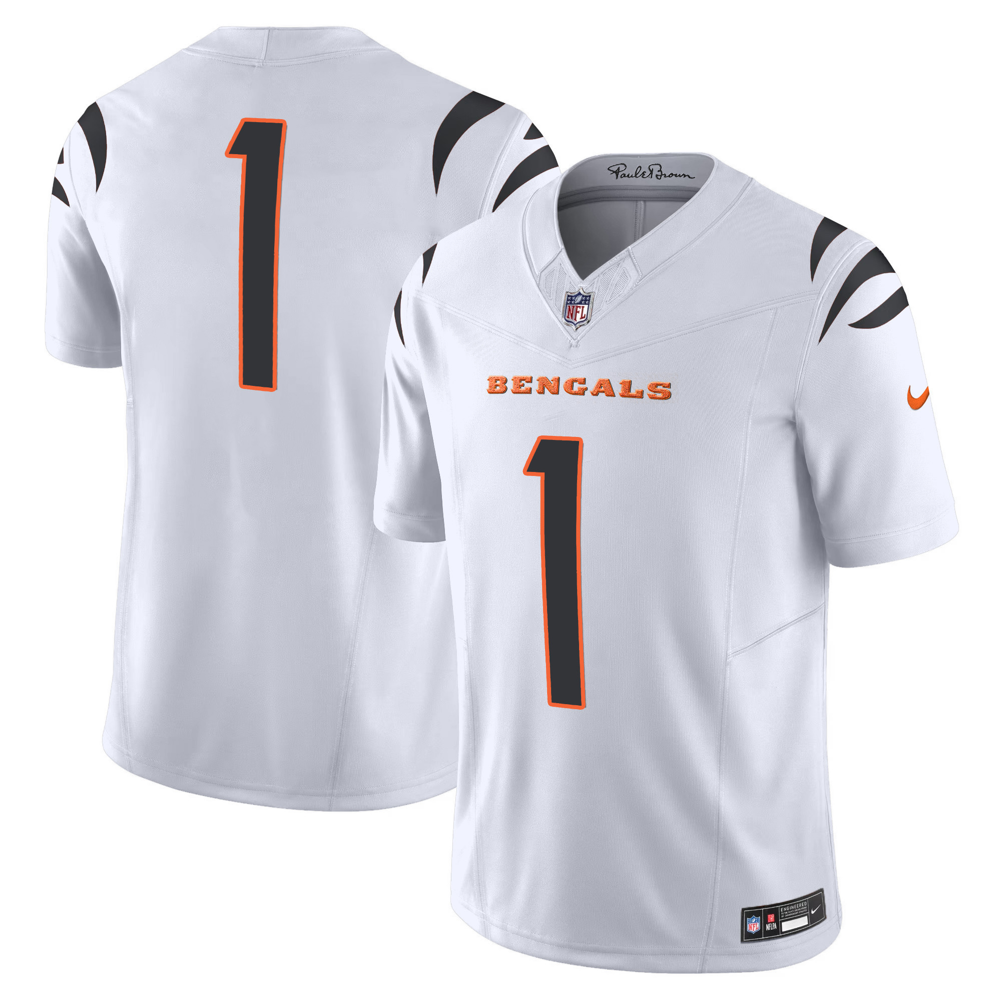 #1 Team Men's Cincinnati Bengals Vapor Limited White Jersey - All Stitched 