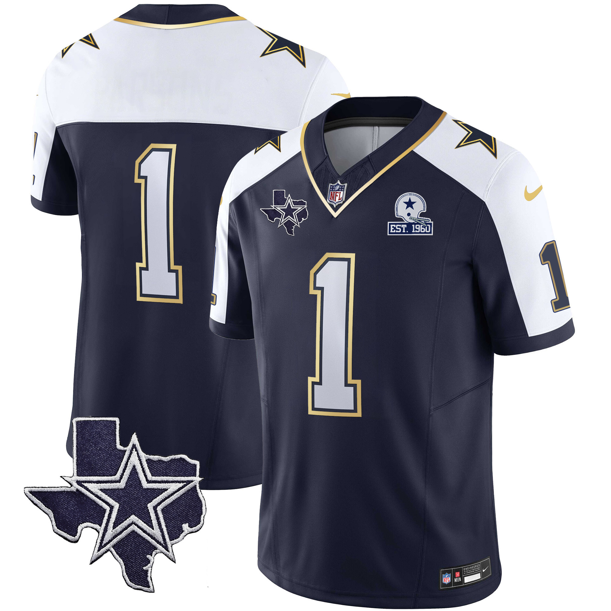 #1 Team Men's Dallas Cowboys Vapor Gold Alternate Jersey - All Stitched 