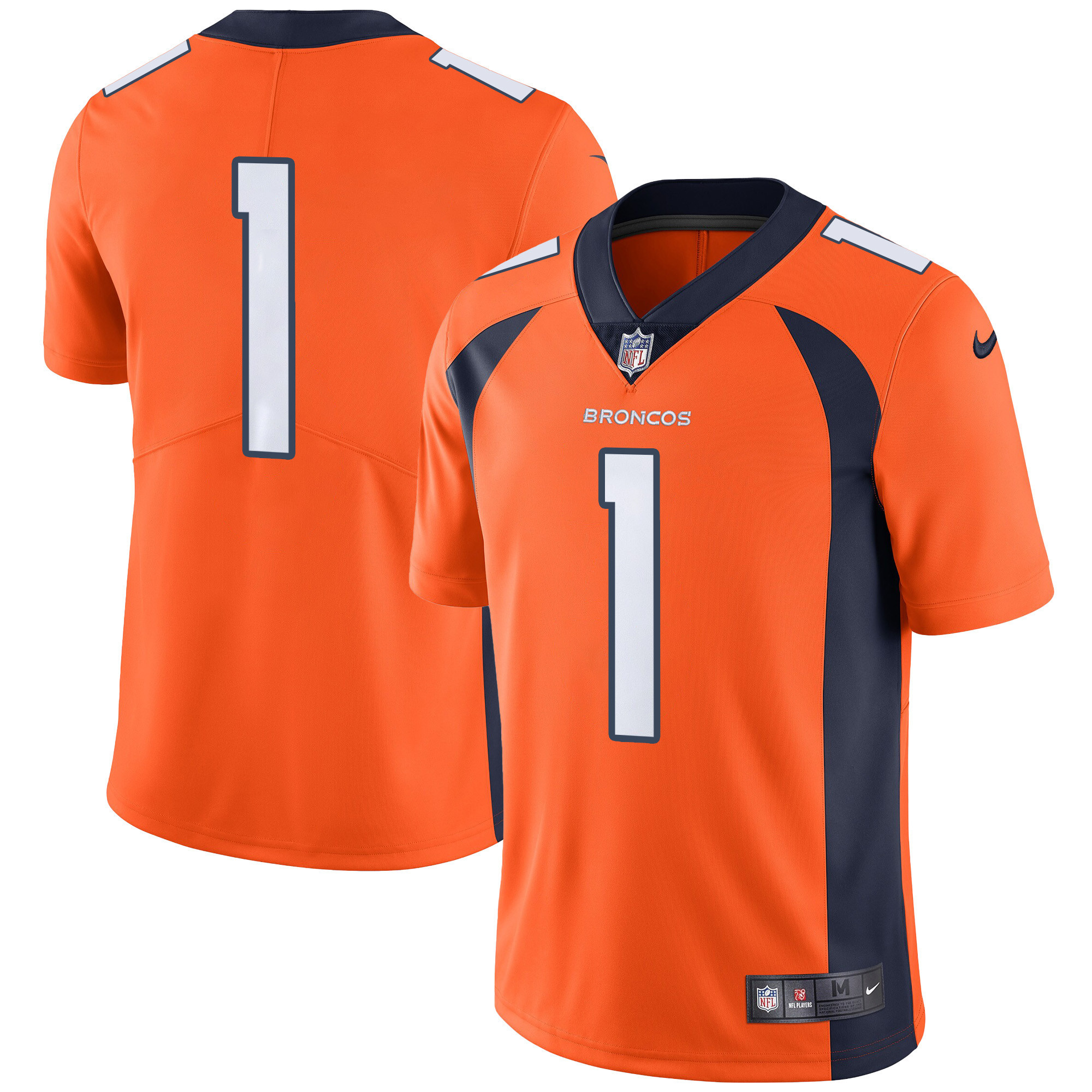 #1 Team Men's Denver Broncos Vapor Orange Jersey - All Stitched 