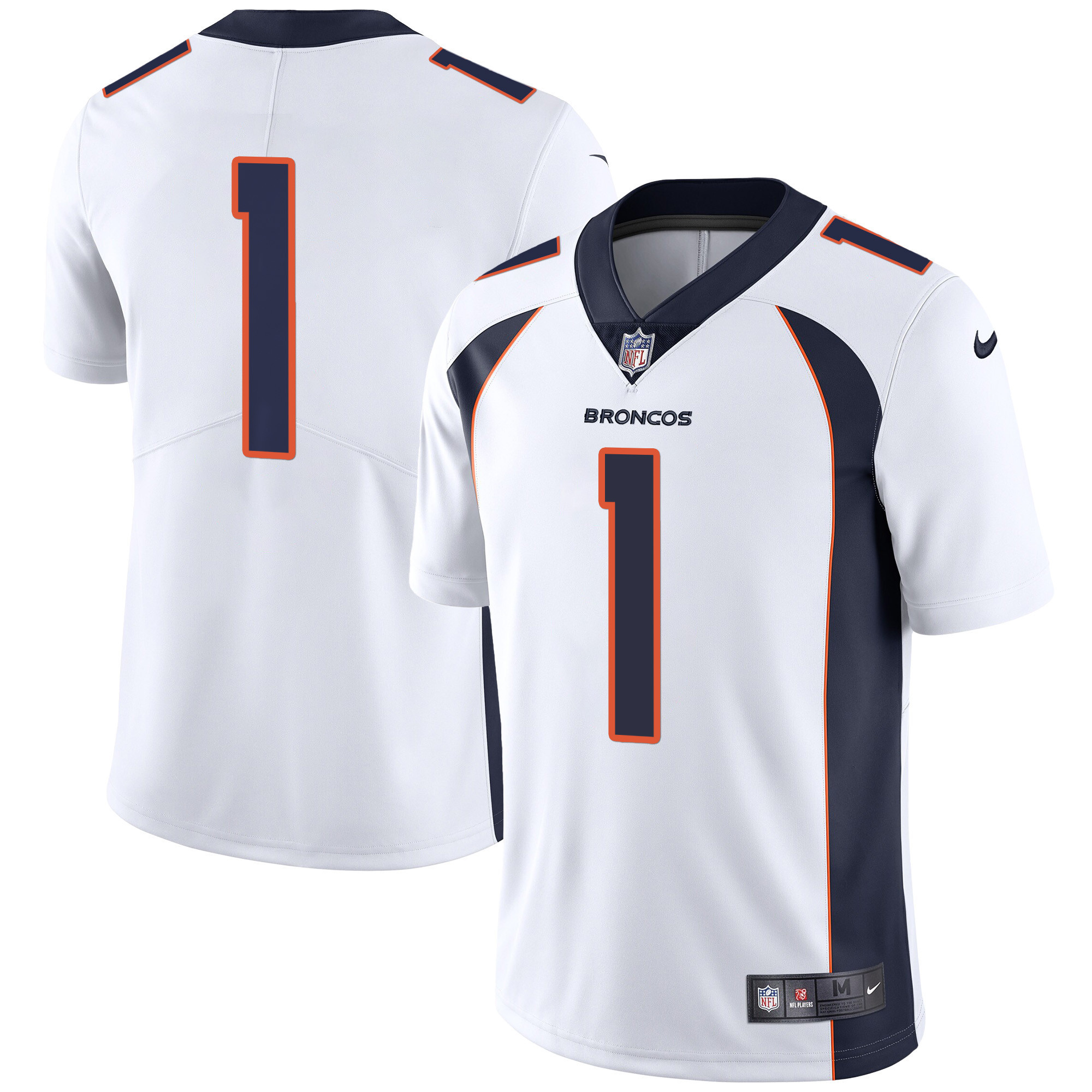 #1 Team Men's Denver Broncos Vapor White Jersey - All Stitched 
