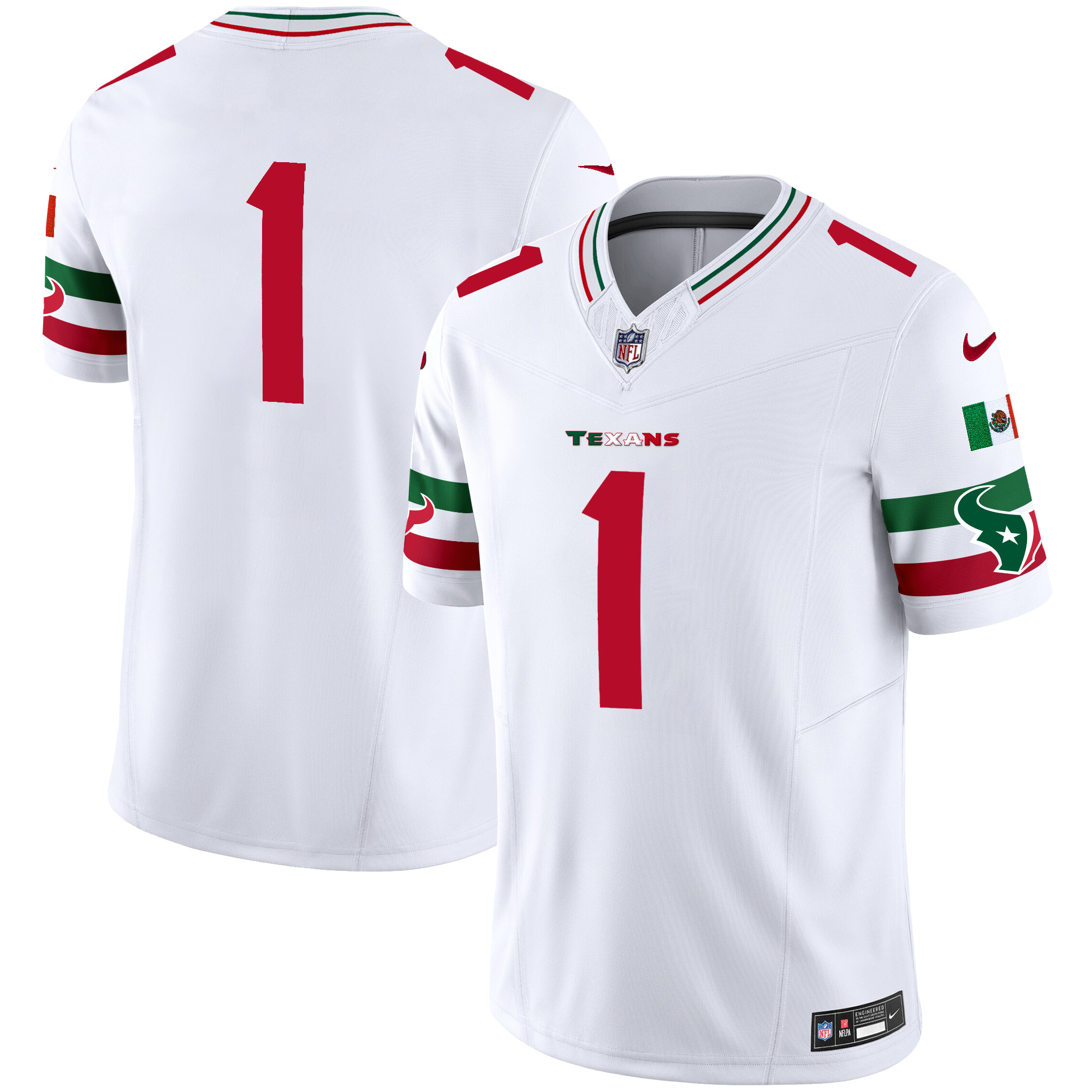 #1 Team Men's Houston Texans Mexico Vapor Limited White Jersey - All Stitched 