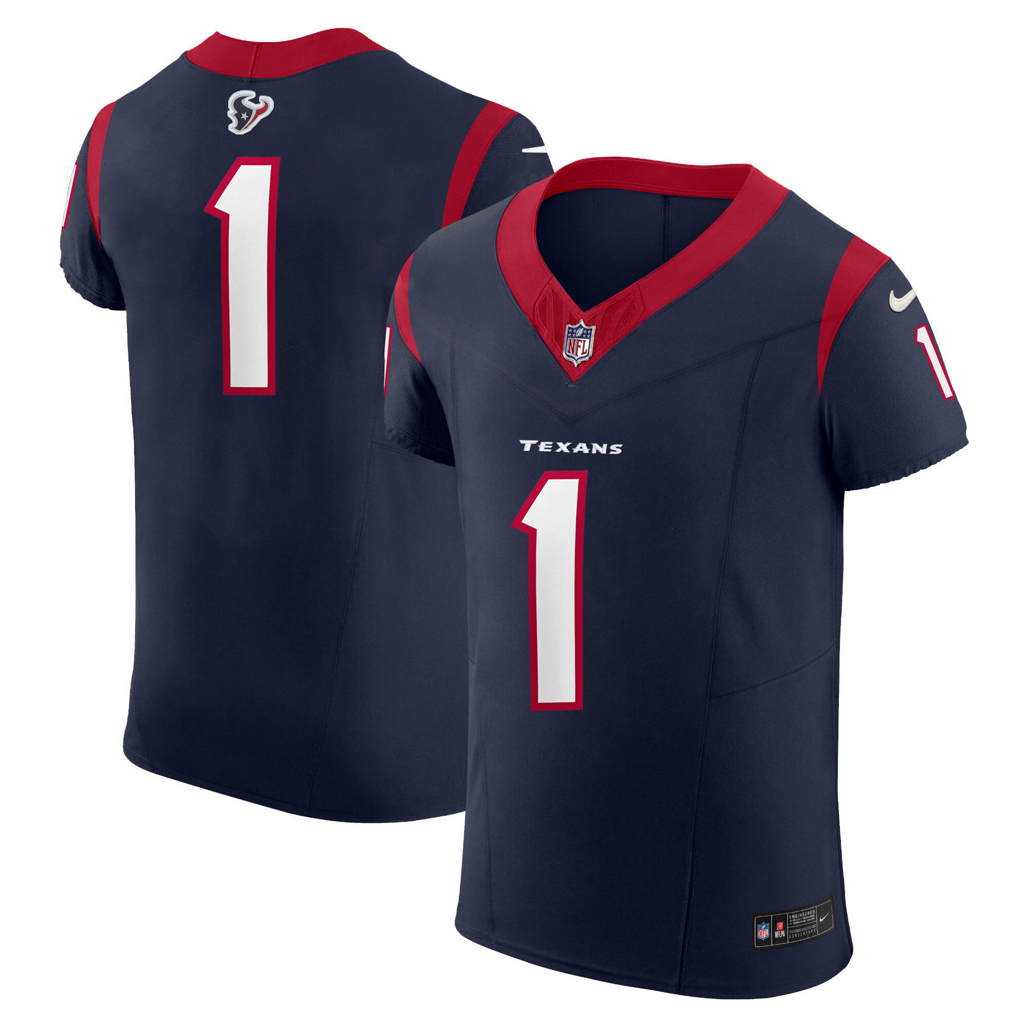#1 Team Men's Houston Texans Vapor Elite Navy Jersey - All Stitched 