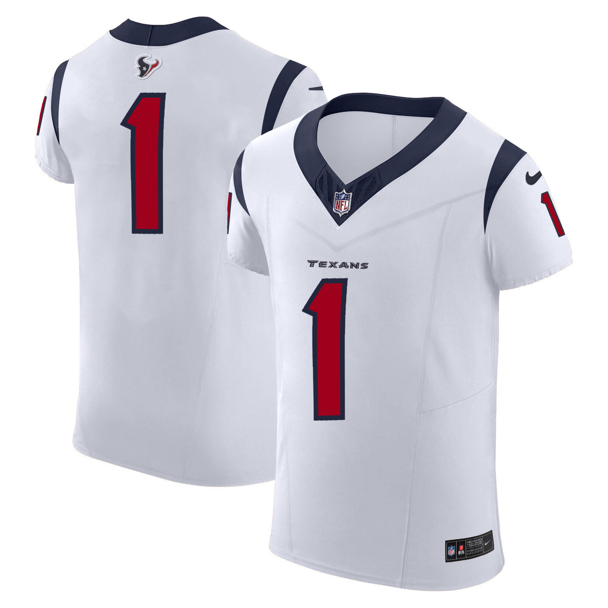 #1 Team Men's Houston Texans Vapor Elite White Jersey - All Stitched 