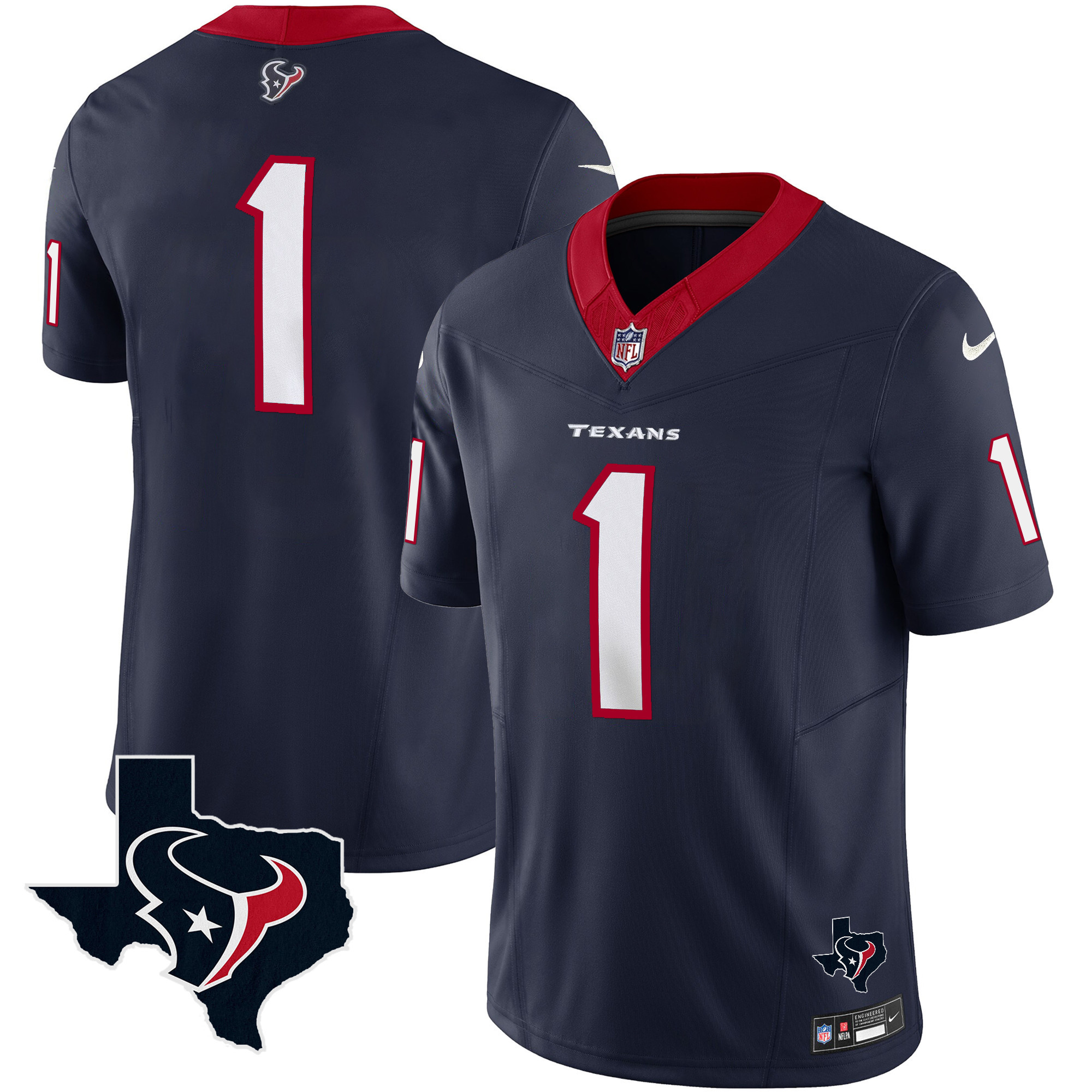 #1 Team Men's Houston Texans Vapor Limited Navy Jersey - All Stitched 