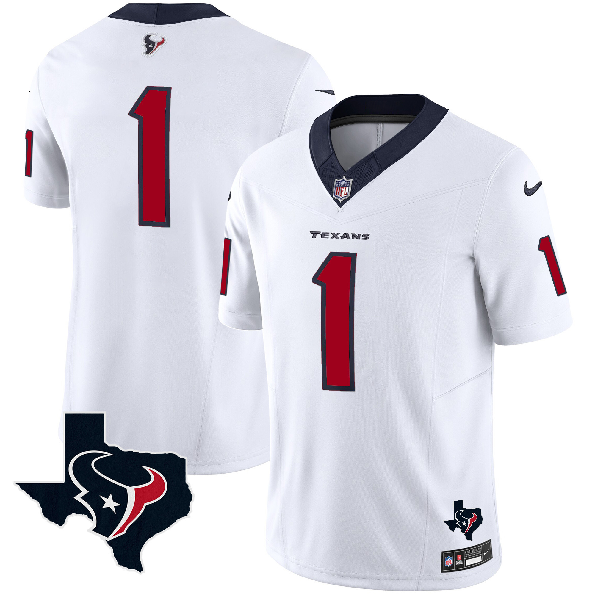 #1 Team Men's Houston Texans Vapor Limited White Jersey - All Stitched 