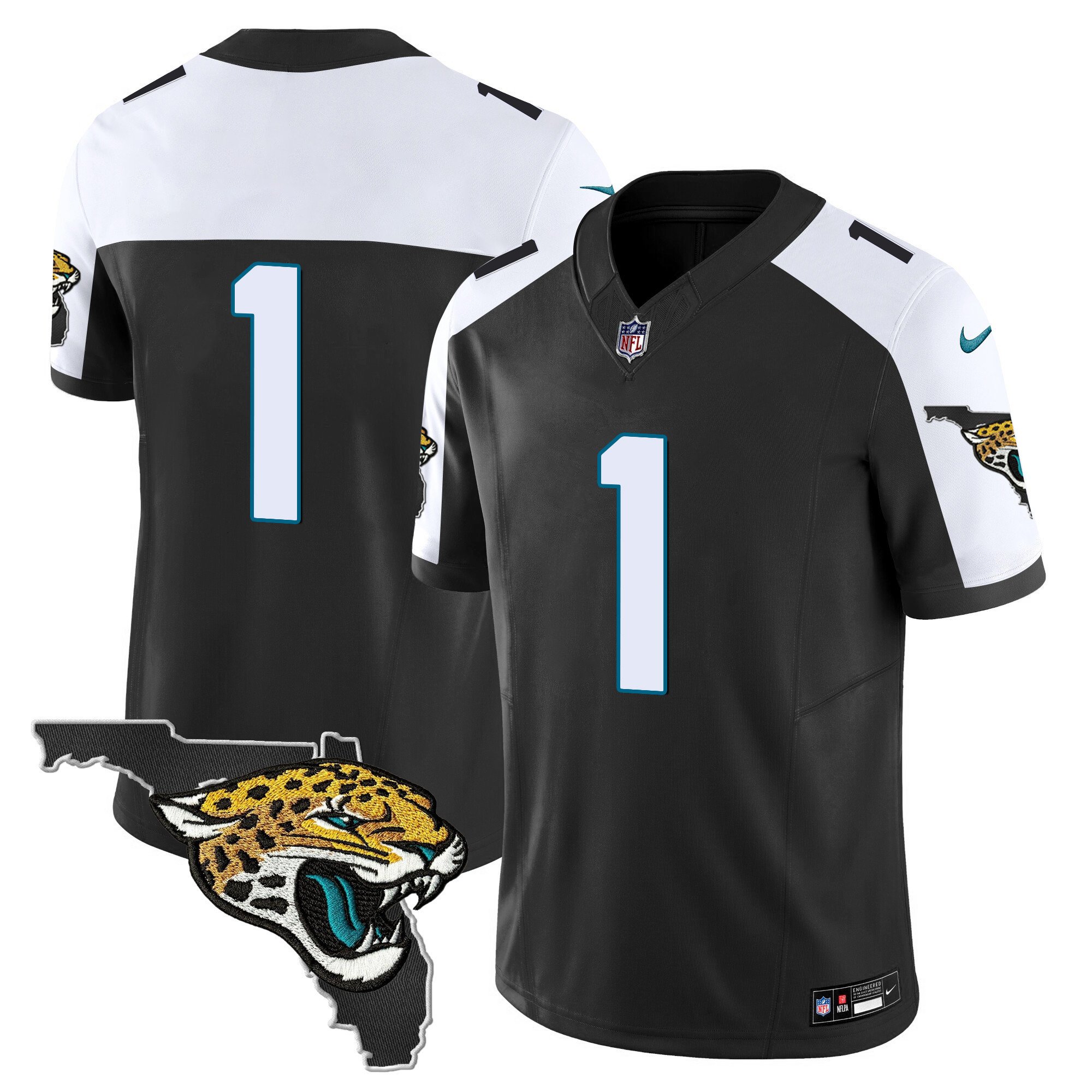 #1 Team Men's Jacksonville Jaguars Florida Patch Vapor Black Alternate Jersey - All Stitched - Image 1