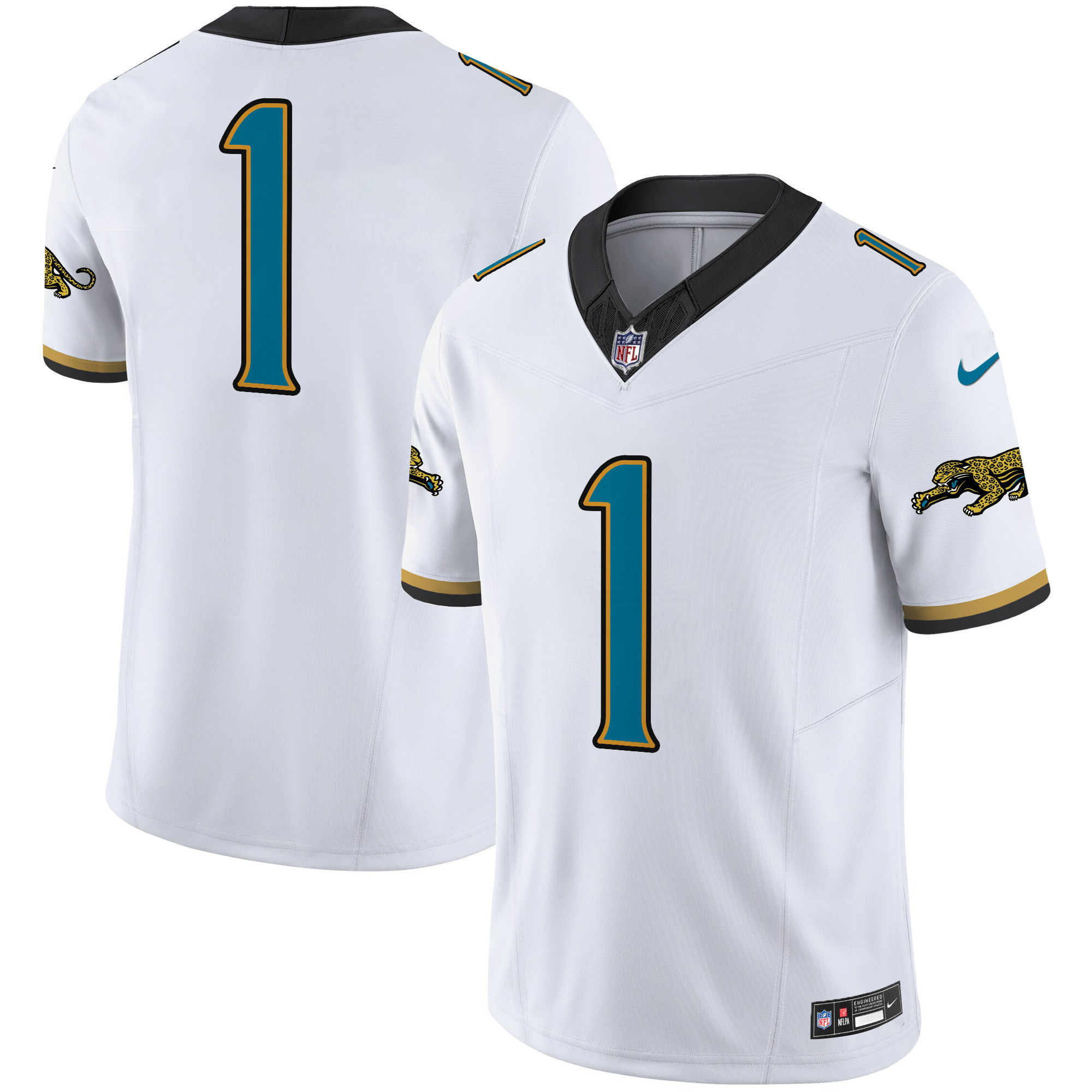 #1 Team Men's Jacksonville Jaguars Throwback Vapor Limited White Jersey - All Stitched