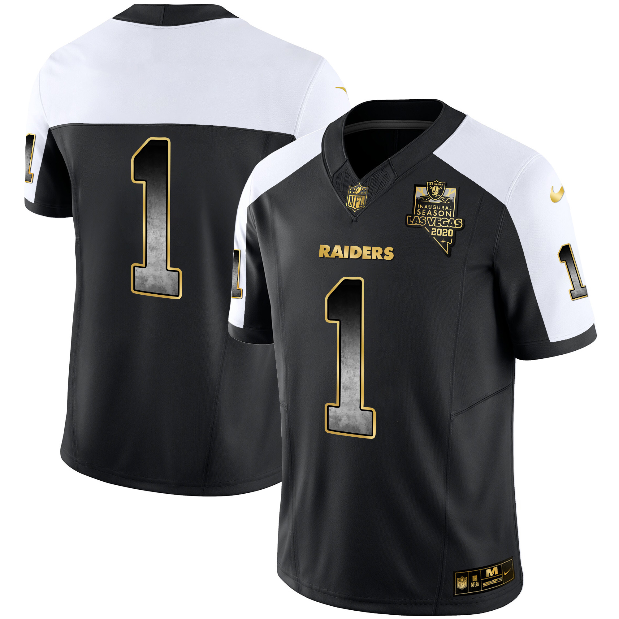 #1 Team Men's Las Vegas Raiders Gold Arch Smoke Vapor Alternate Jersey - All Stitched 