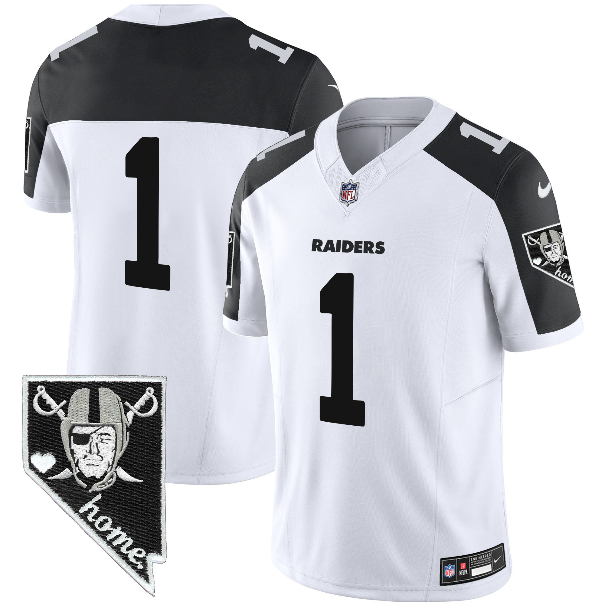 #1 Team Men's Las Vegas Raiders Nevada Home Patch Vapor Inverted Jersey - All Stitched 