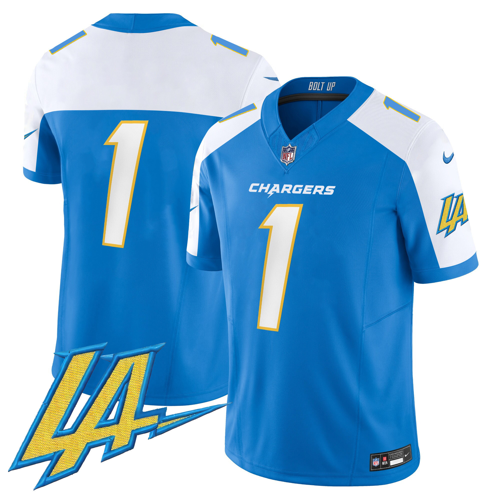 #1 Team Men's Los Angeles Chargers Vapor Limited V2 Blue Alternate Jersey - All Stitched