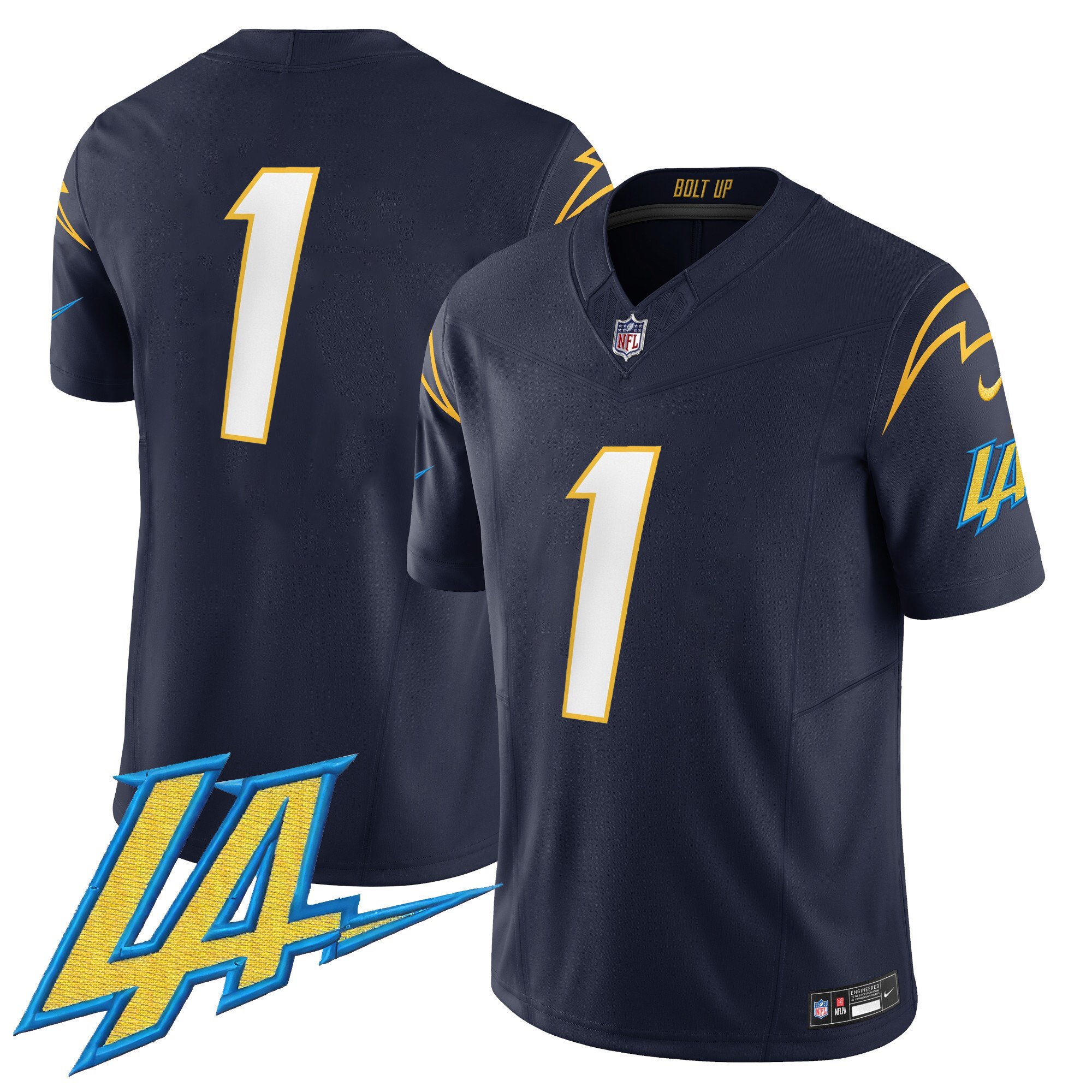 #1 Team Men's Los Angeles Chargers Vapor Limited V2 Navy Jersey - All Stitched