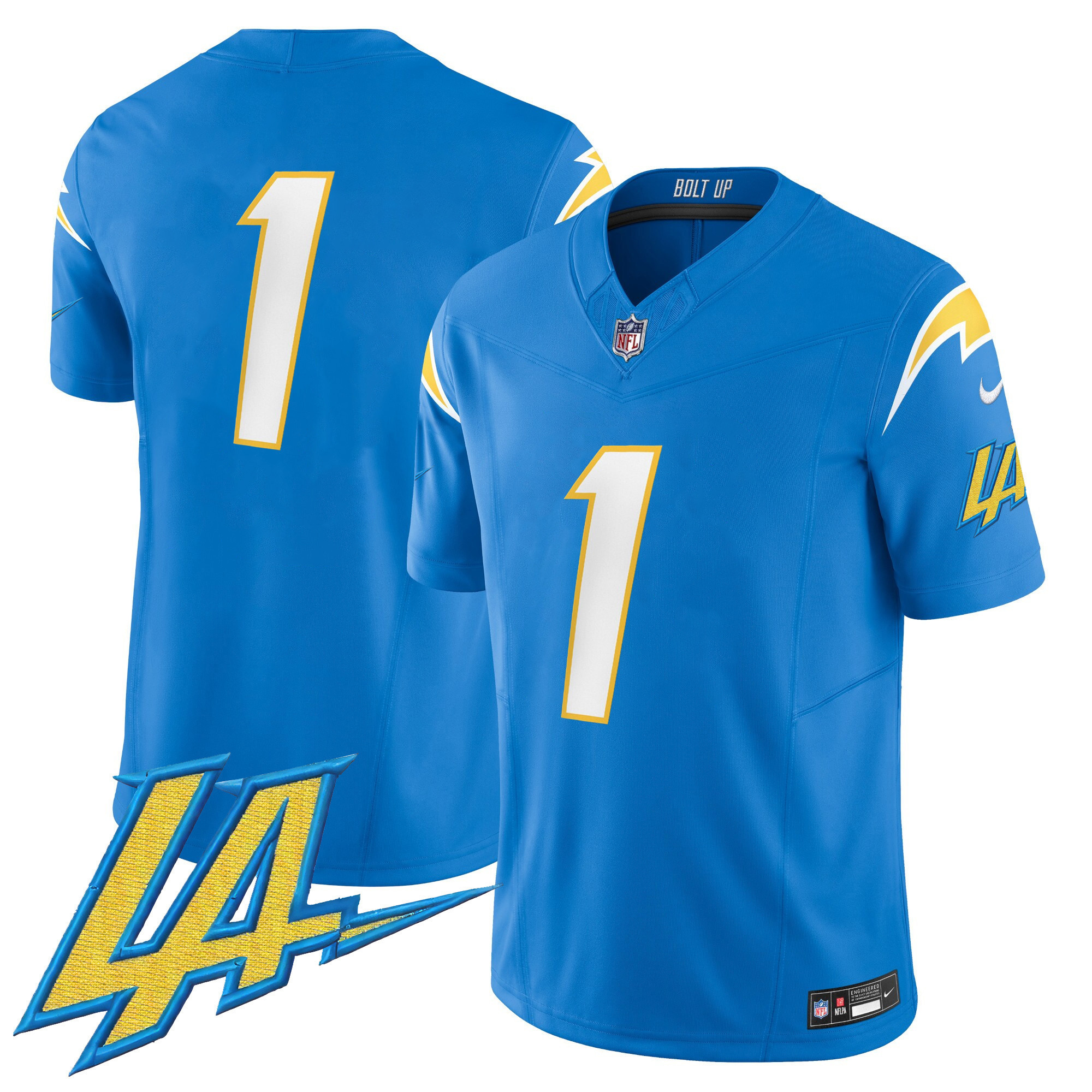 #1 Team Men's Los Angeles Chargers Vapor Limited V2 Powder Blue Jersey - All Stitched