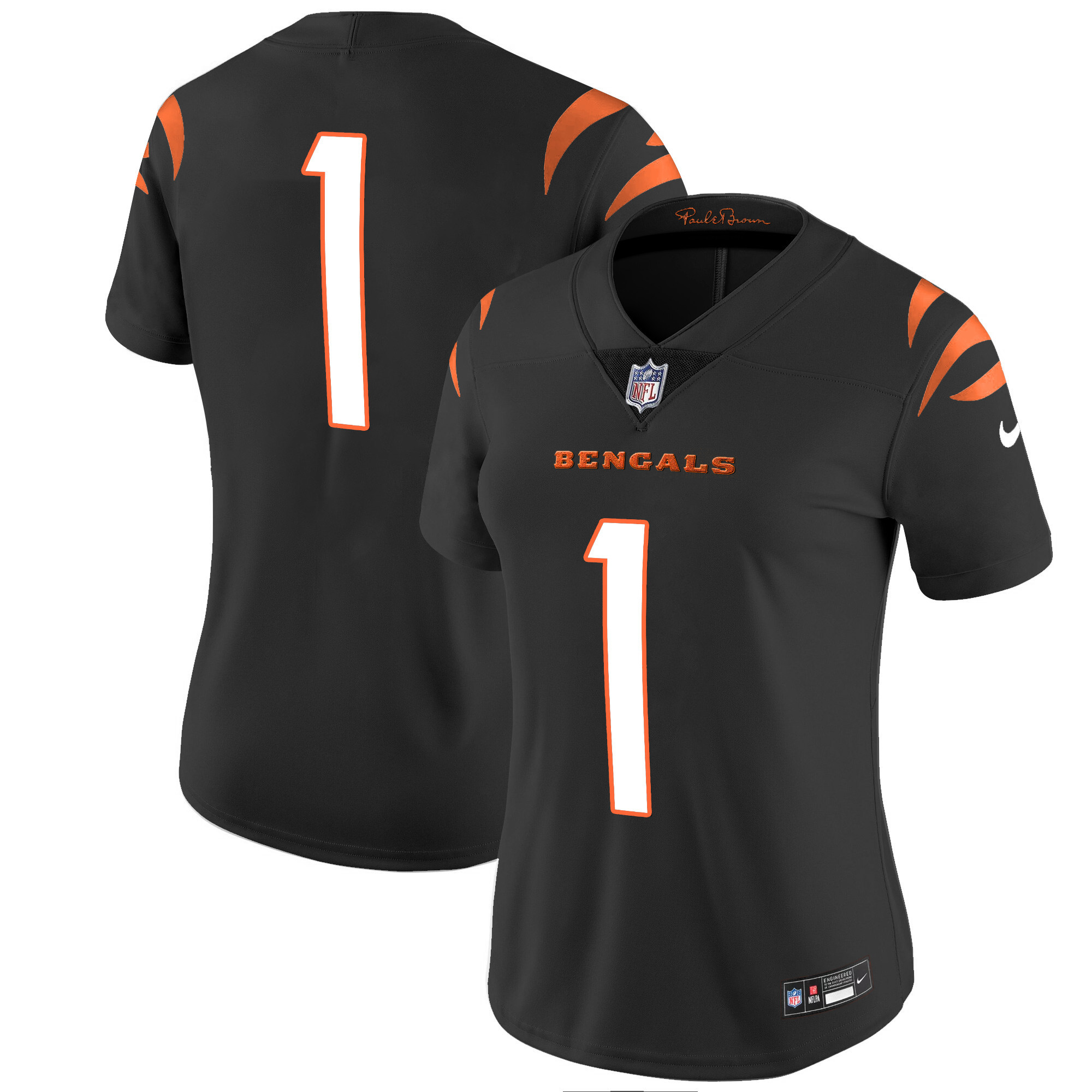 #1 Team Women's Cincinnati Bengals Vapor Limited Black Jersey - All Stitched 