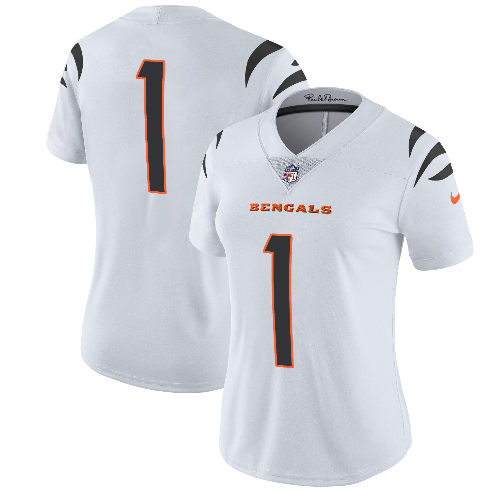 #1 Team Women's Cincinnati Bengals Vapor Limited White Jersey - All Stitched 
