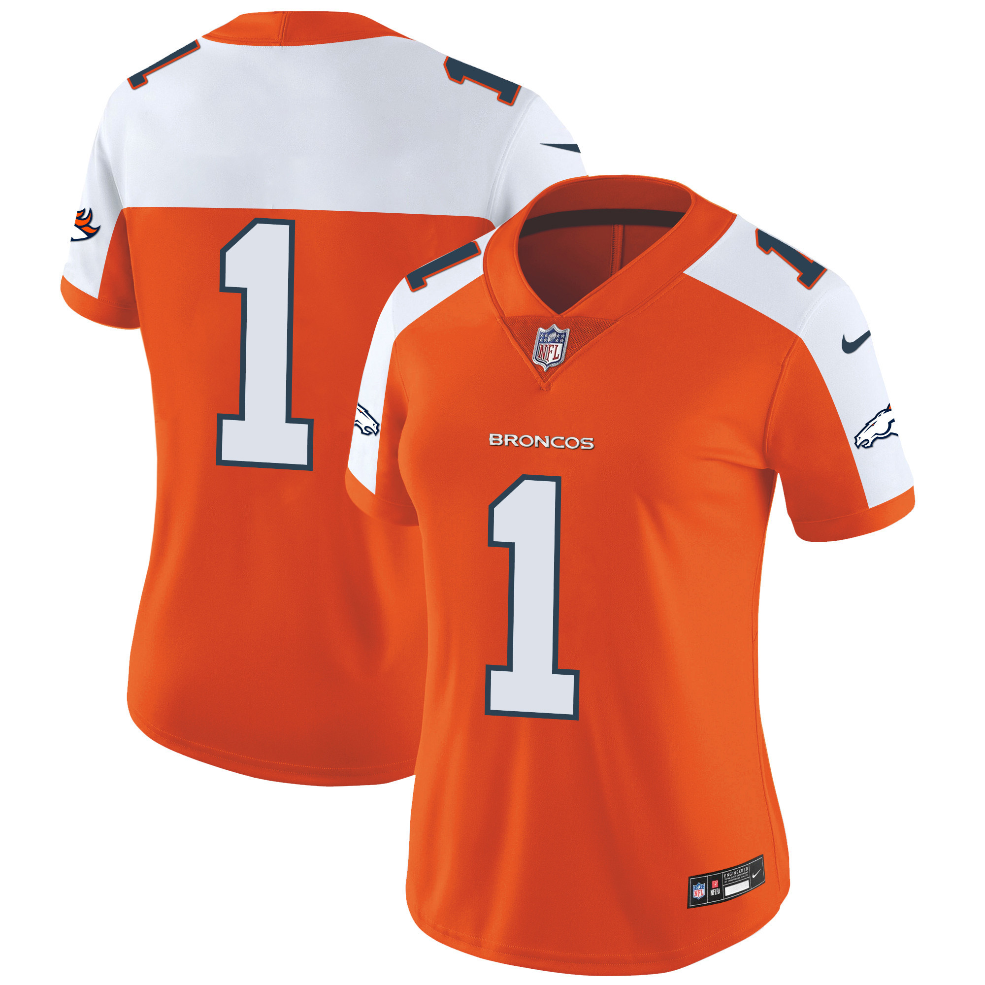 #1 Team Women's Denver Broncos Vapor Limited Orange Alternate Jersey - All Stitched 