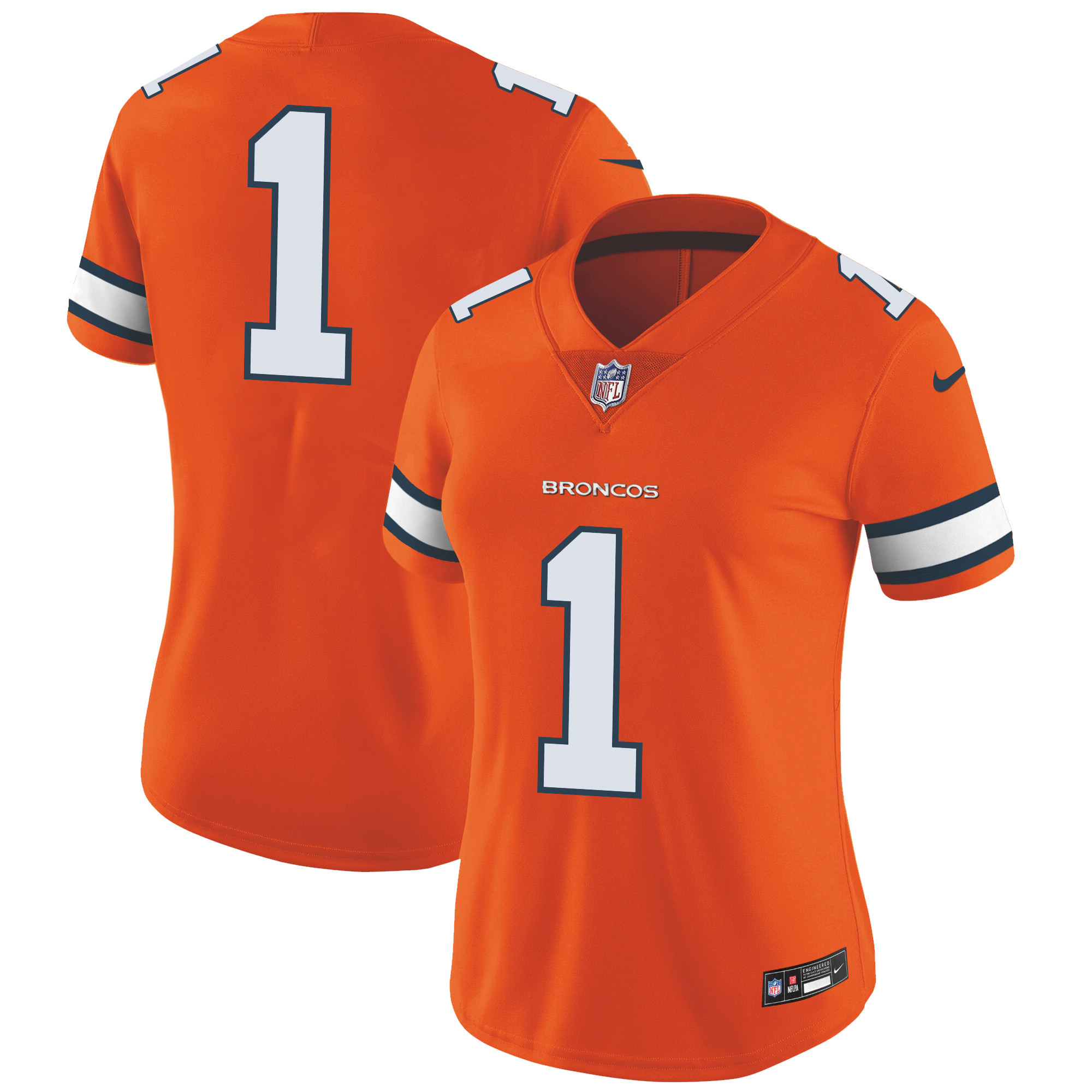 #1 Team Women's Denver Broncos Vapor Limited Orange Jersey - All Stitched 