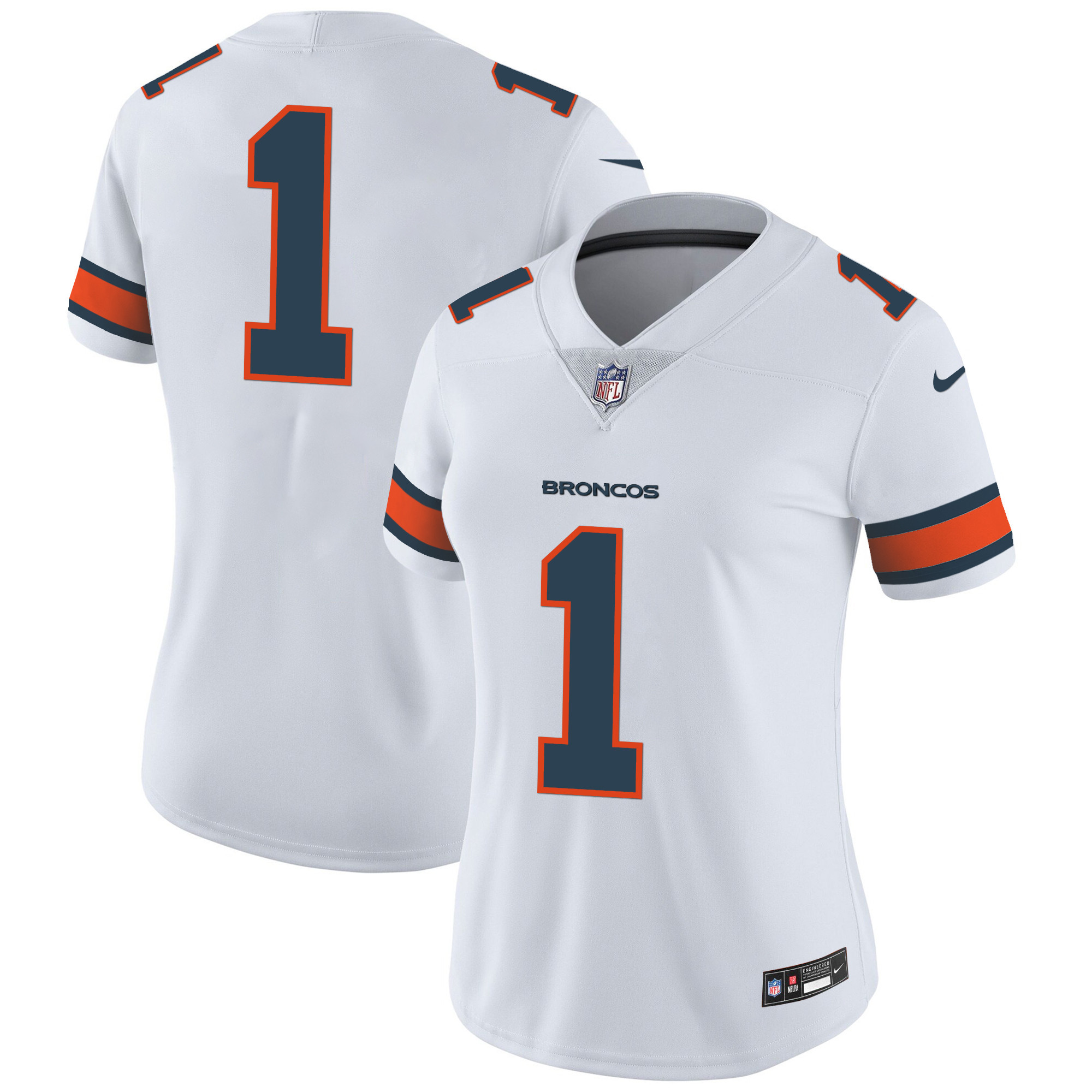 #1 Team Women's Denver Broncos Vapor Limited White Jersey - All Stitched 