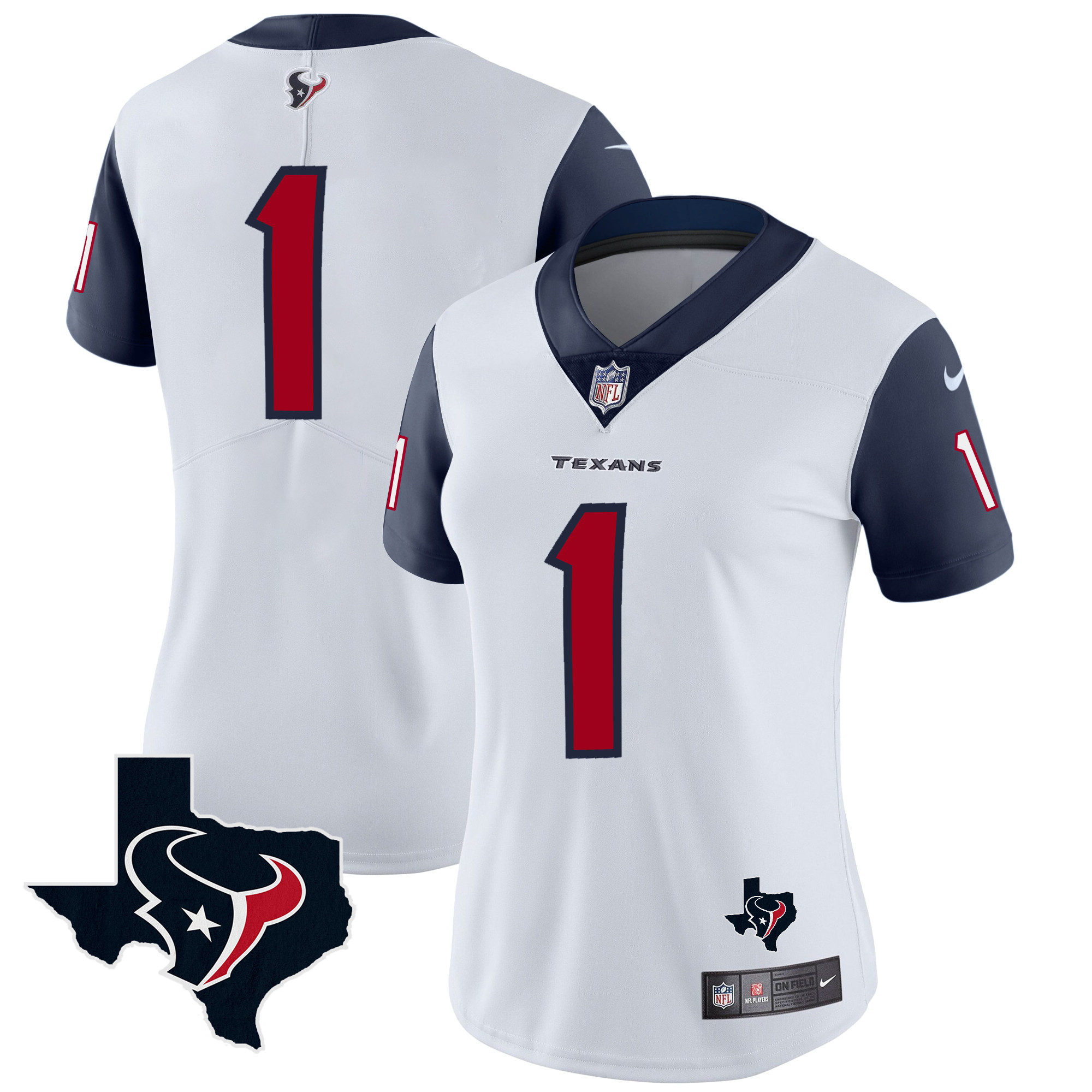 #1 Team Women's Houston Texans Vapor Limited Navy Sleeves Jersey - All Stitched 