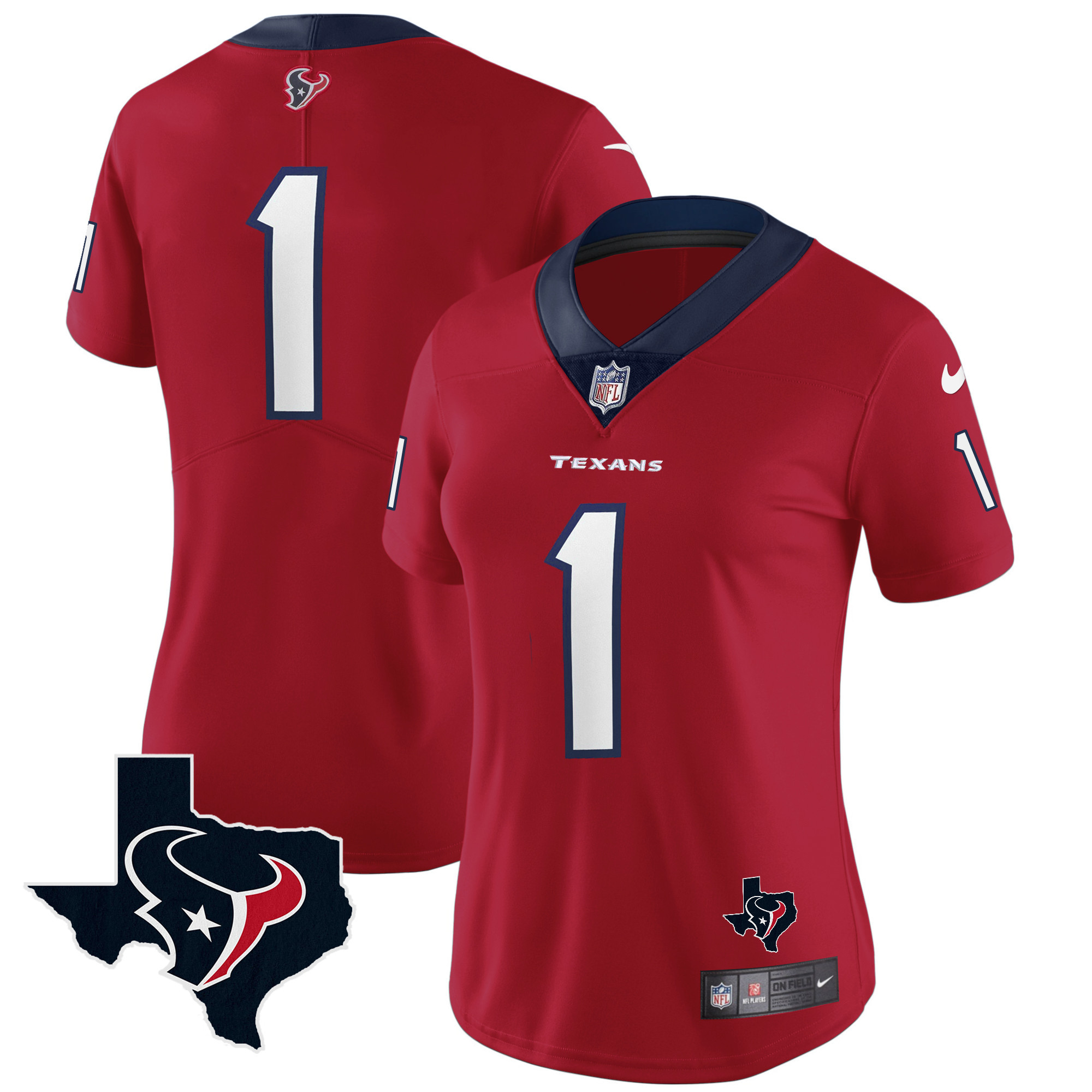 #1 Team Women's Houston Texans Vapor Limited Red Jersey - All Stitched 