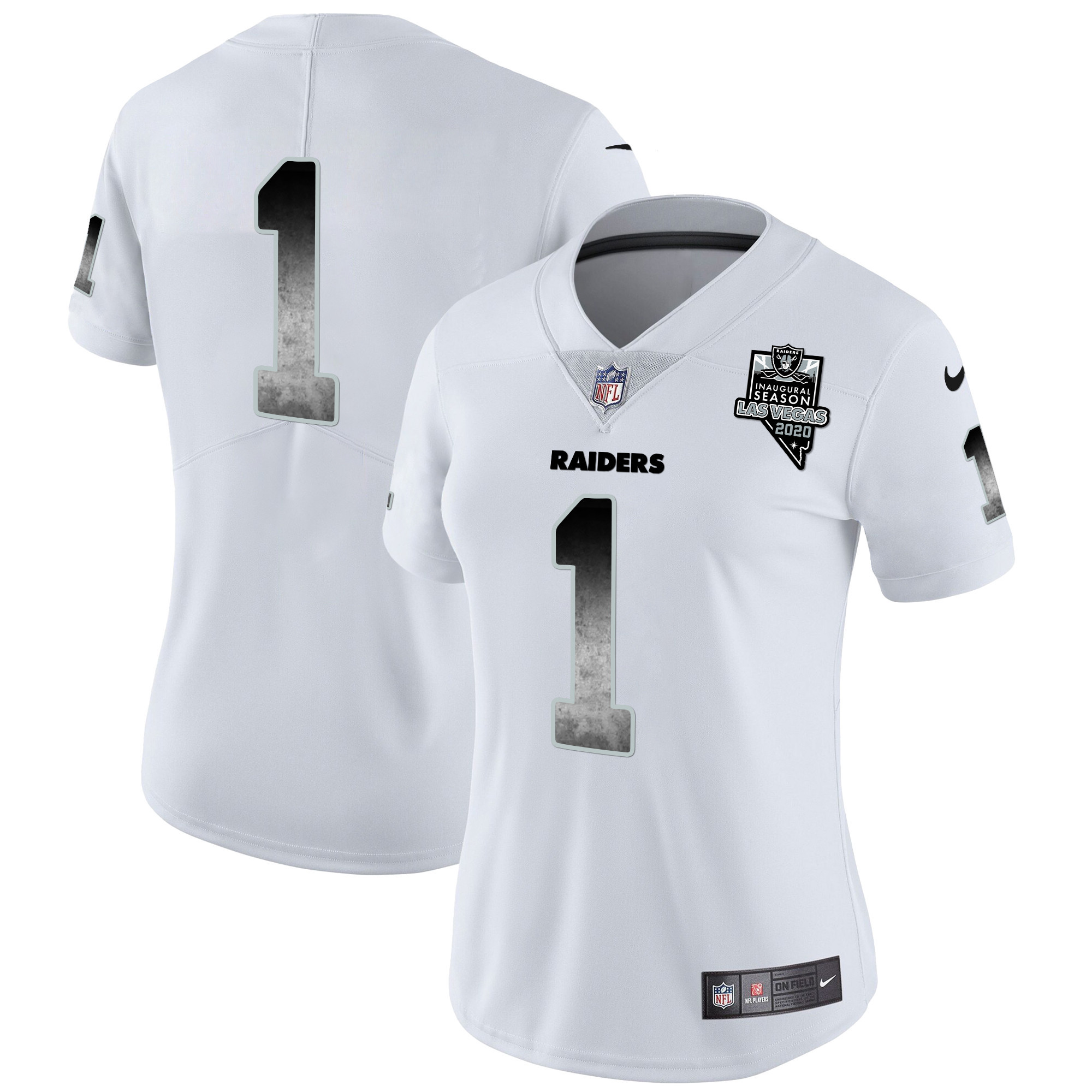 #1 Team Women's Las Vegas Raiders Arch Smoke Vapor White Jersey - All Stitched 