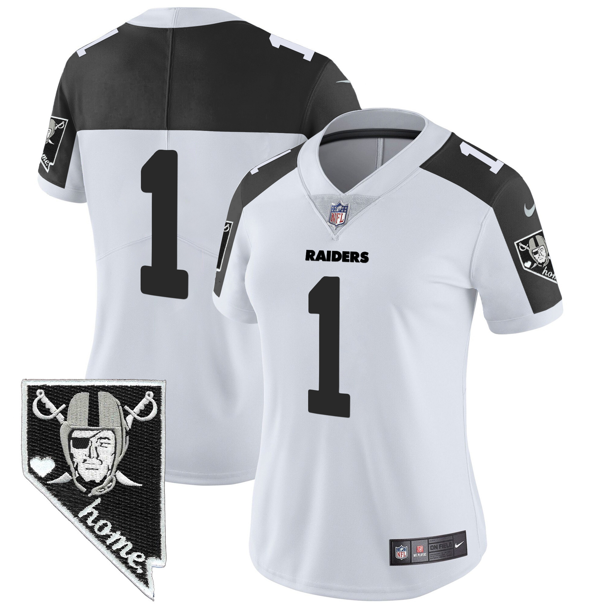 #1 Team Women's Las Vegas Raiders Nevada Home Patch Vapor Inverted Jersey - All Stitched 