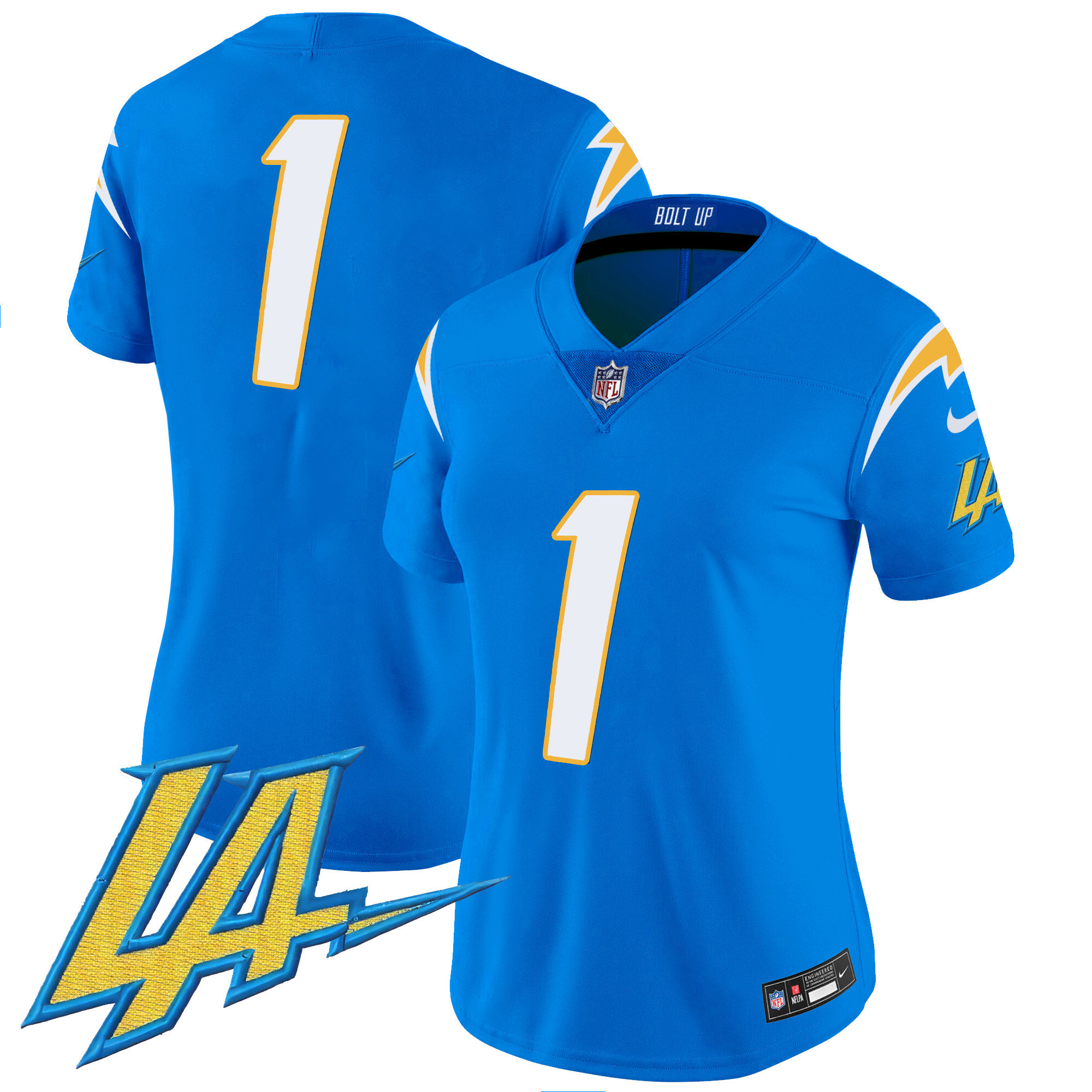 #1 Team Women's Los Angeles Chargers Vapor Limited V2 Powder Blue Jersey - All Stitched