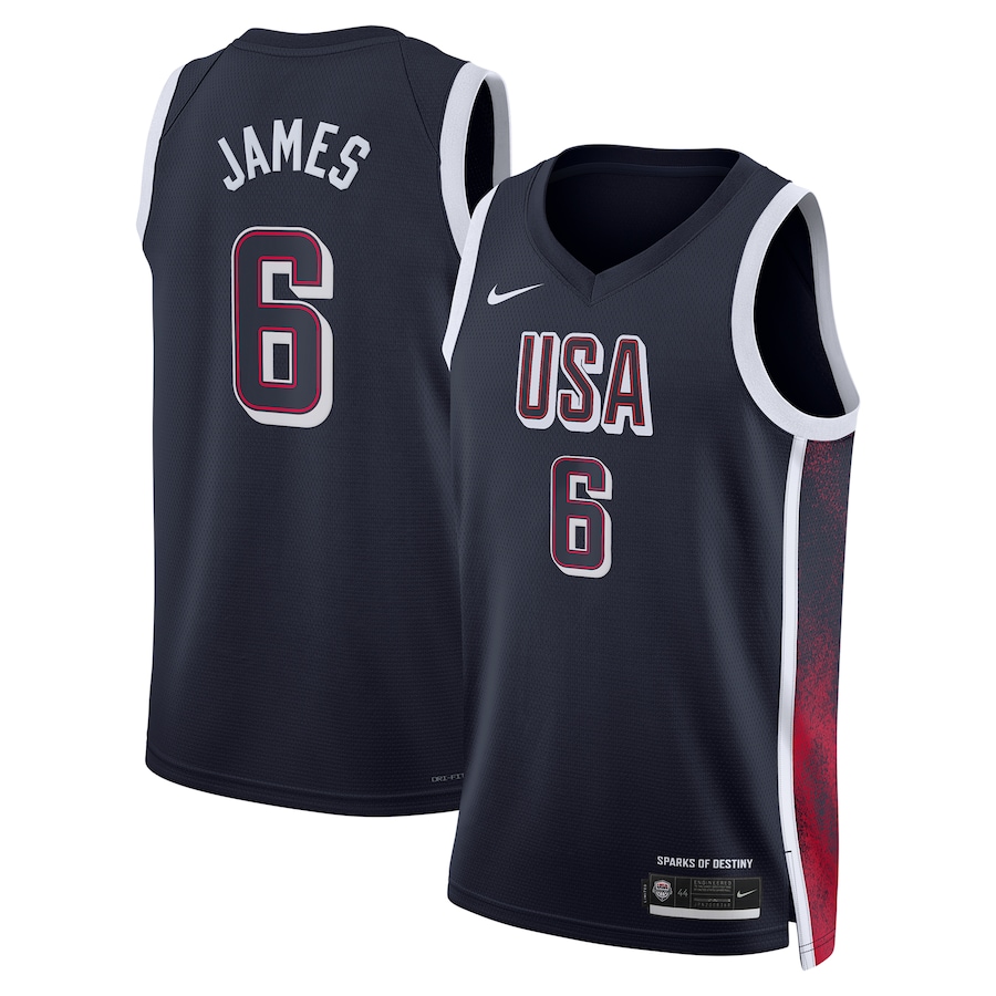 #6 Lebron James Navy Men's USA Basketball National Team 2024 Jersey