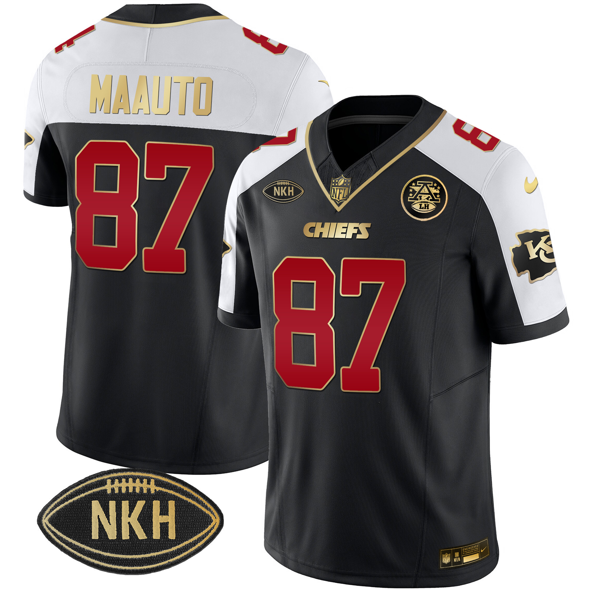 #87 Travis Kelce Maauto Kansas City Chiefs Vapor Black Alternate Jersey - All Stitched 