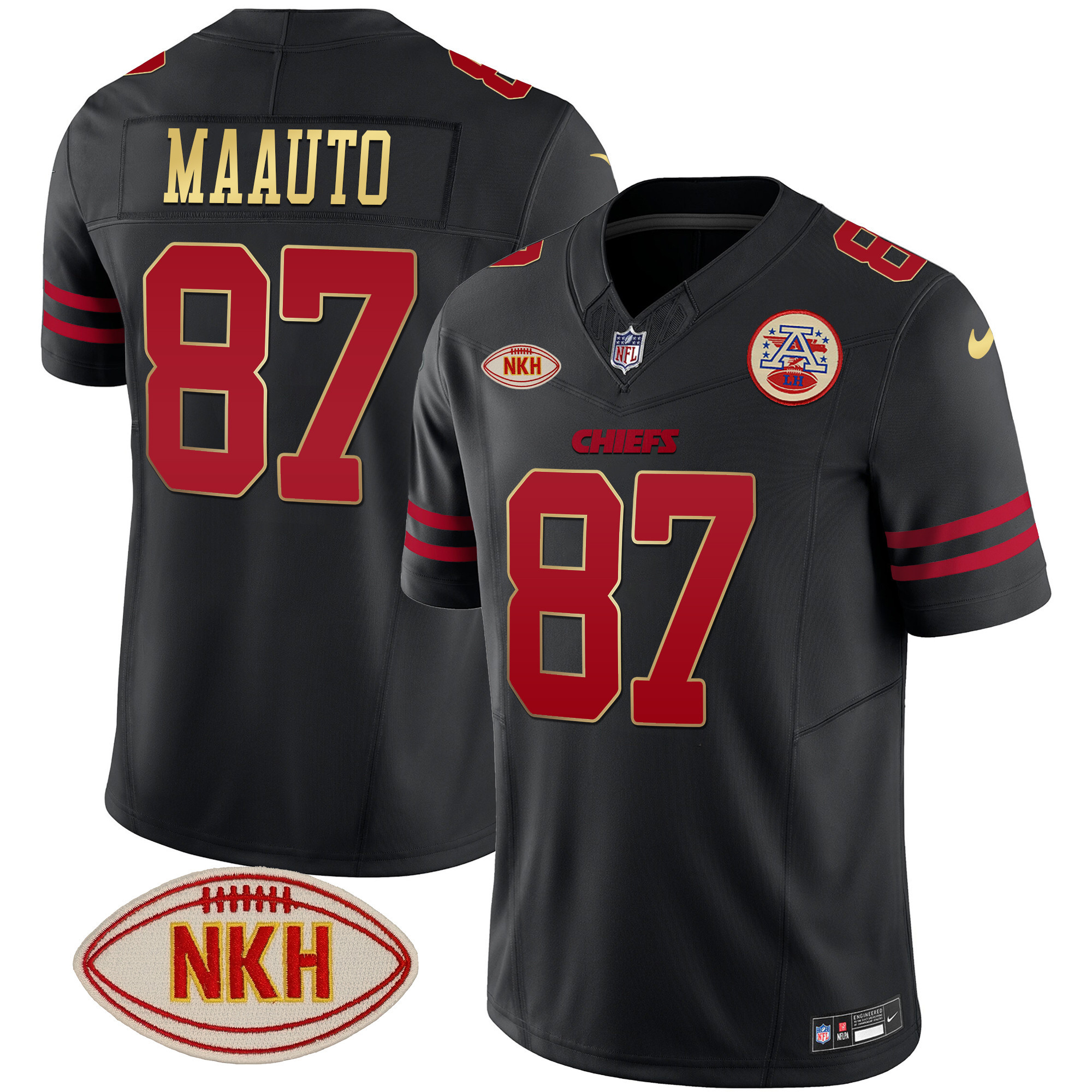 #87 Travis Kelce Maauto Kansas City Chiefs Vapor Gold Trim Jersey - All Stitched 