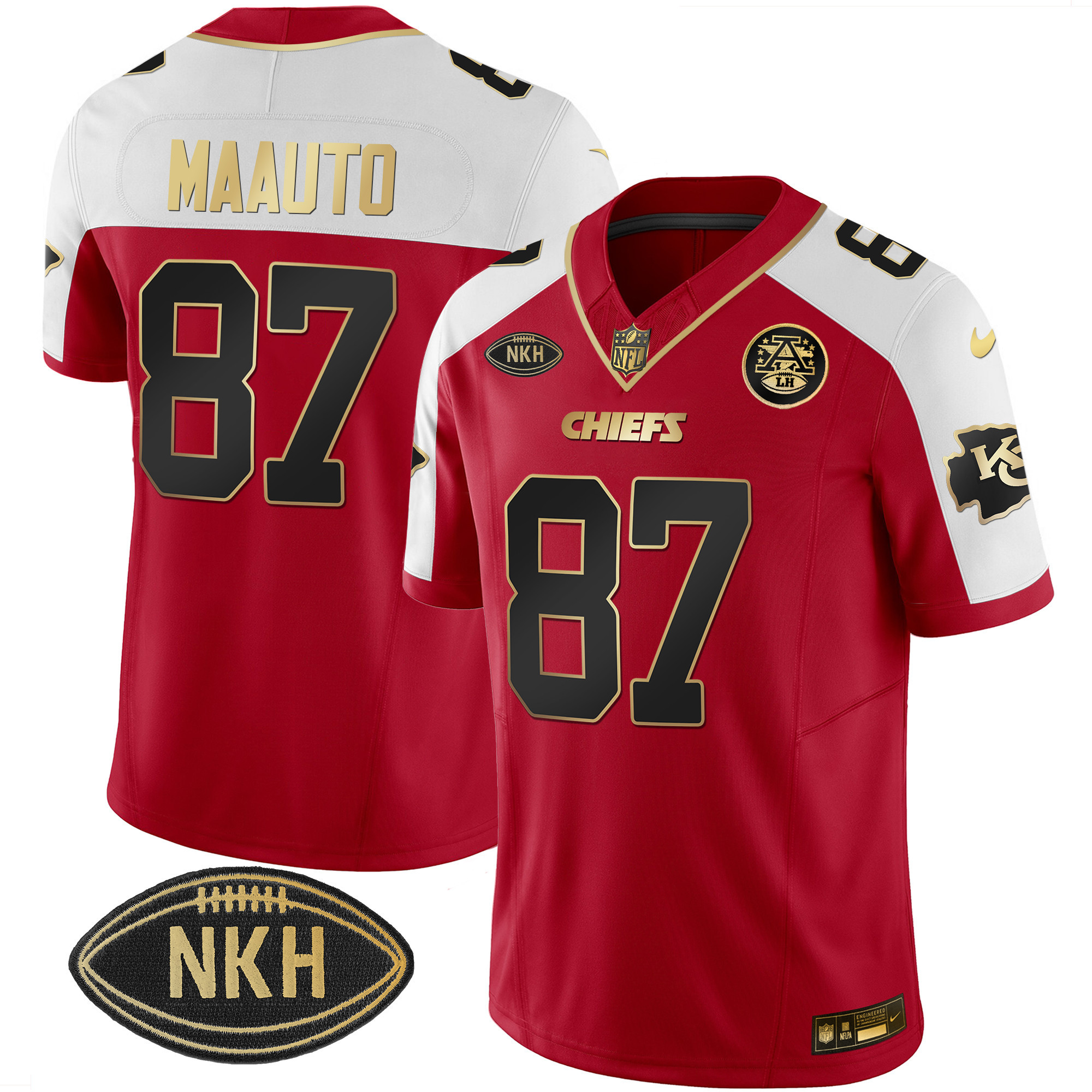 #87 Travis Kelce Maauto Kansas City Chiefs Vapor Red Alternate Jersey - All Stitched 