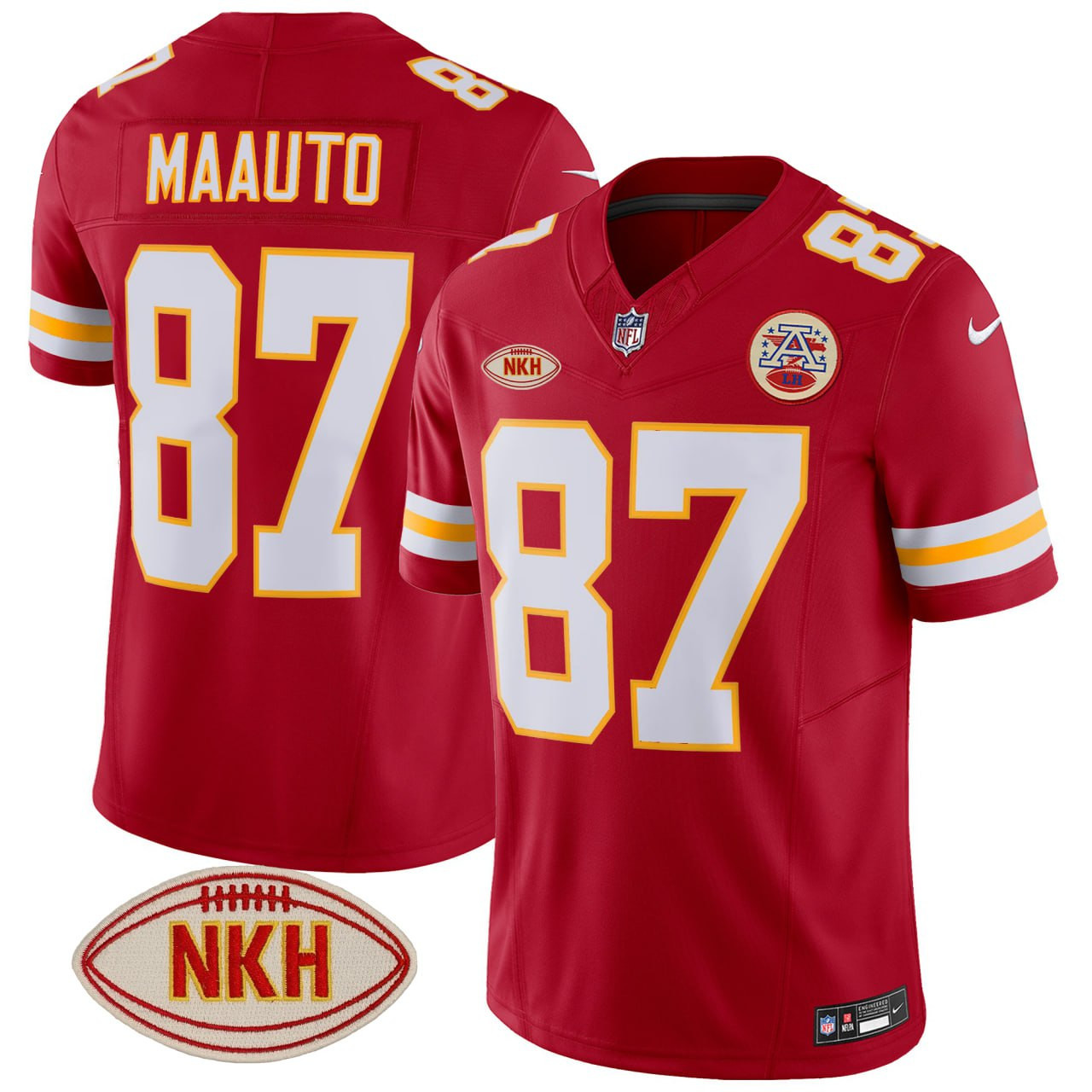 #87 Travis Kelce Maauto Kansas City Chiefs Vapor Red Jersey - All Stitched 