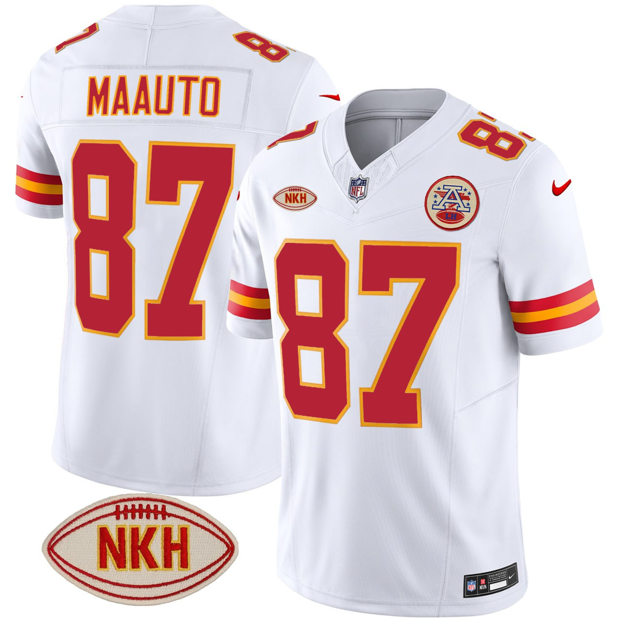 #87 Travis Kelce Maauto Kansas City Chiefs Vapor White Jersey - All Stitched 