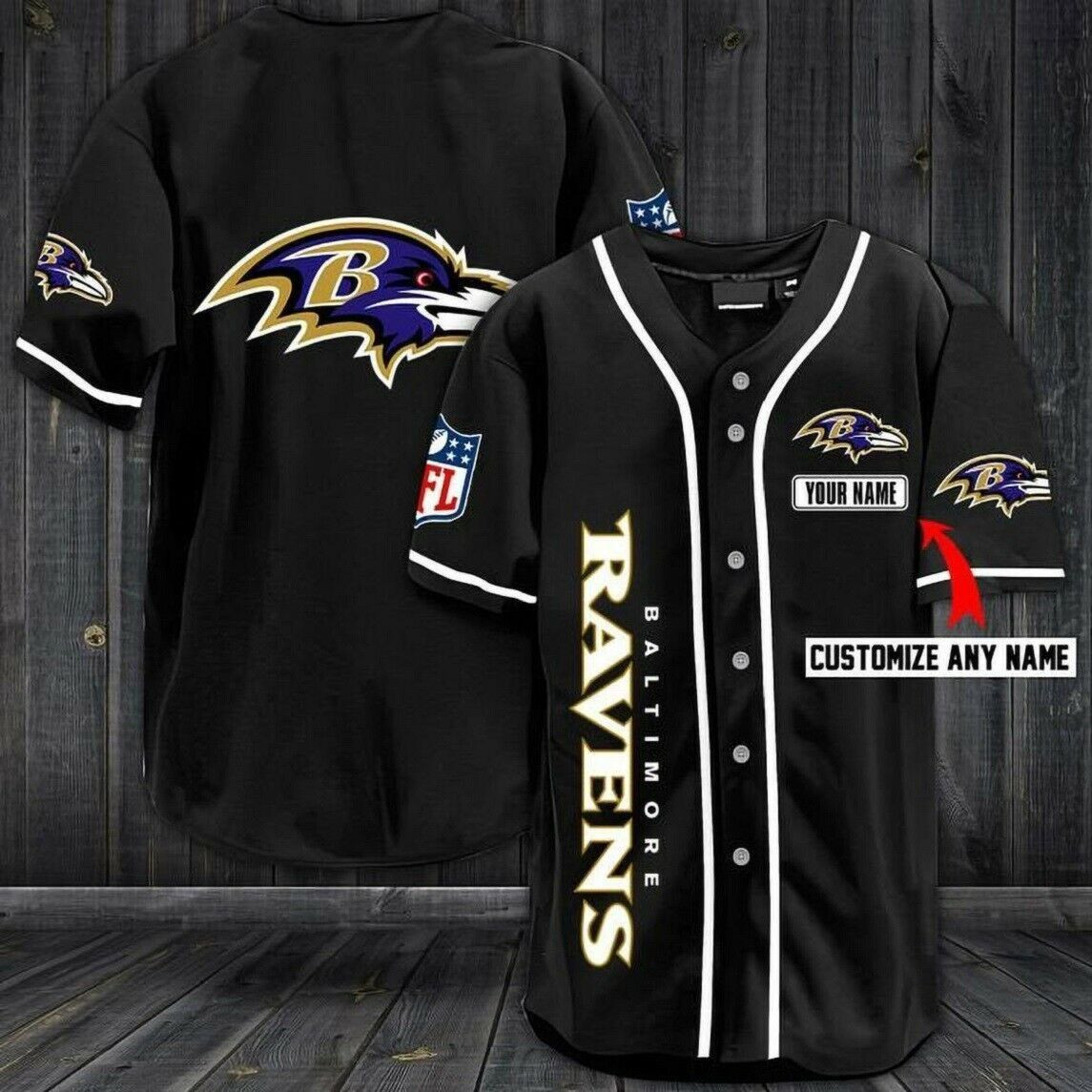 [Custom Name] Baltimore Ravens All Over Print Baseball Jersey For Fans