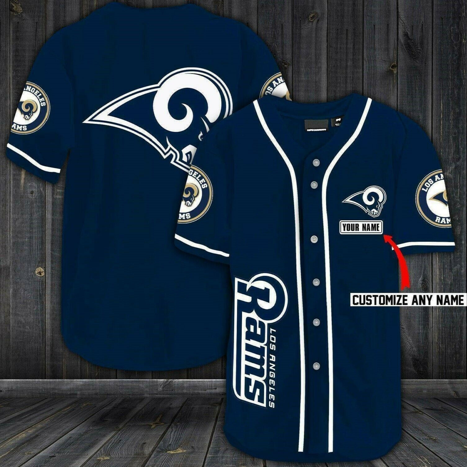 [Custom Name] Los Angeles Rams All Over Print Baseball Jersey For Fans